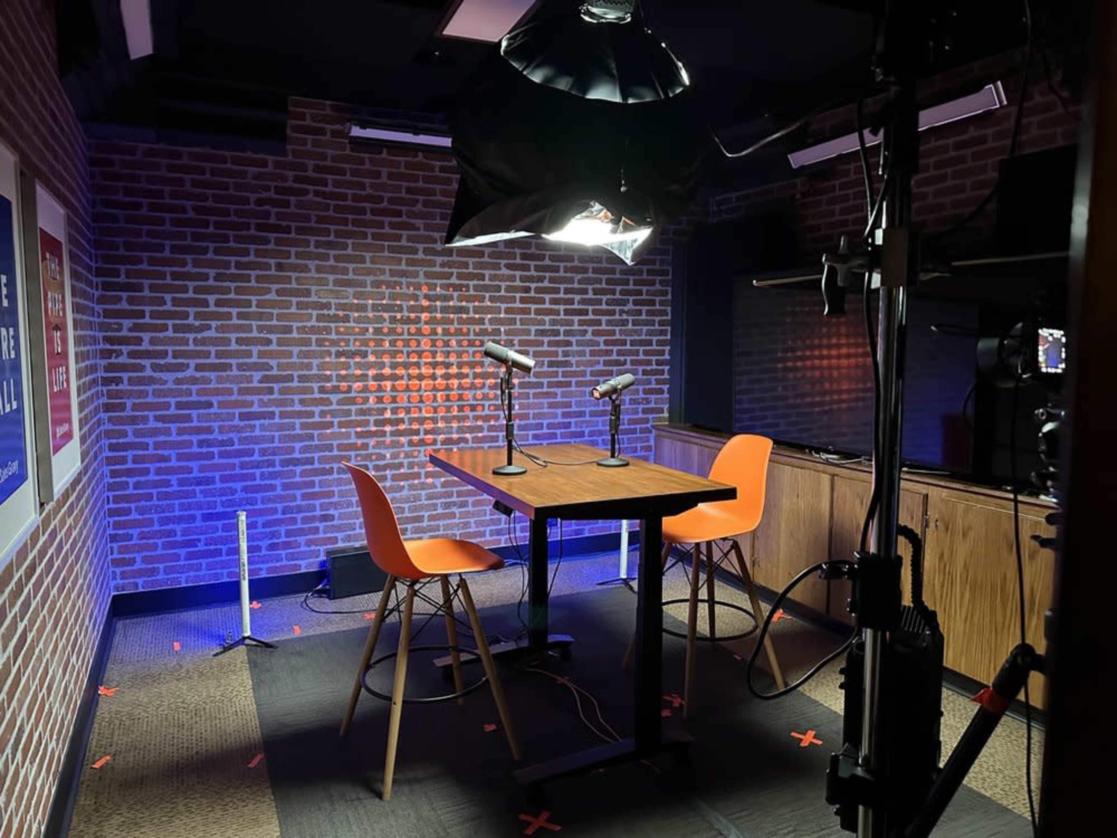 2 person Podcast Studio Brick Background Image in Thomson, Thomson, GA