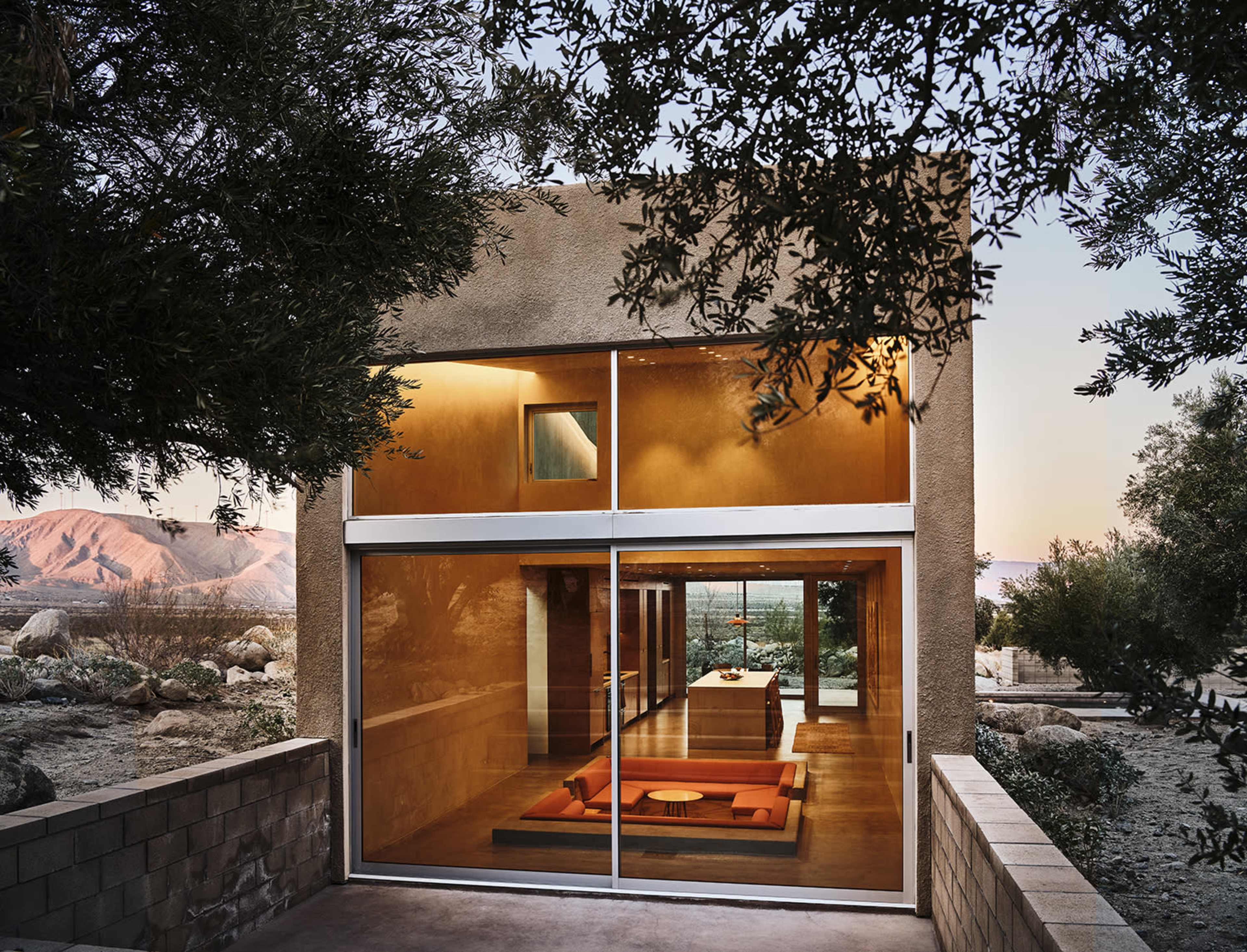 brutalist desert house in an olive grove with mountain views Image in , Whitewater, CA
