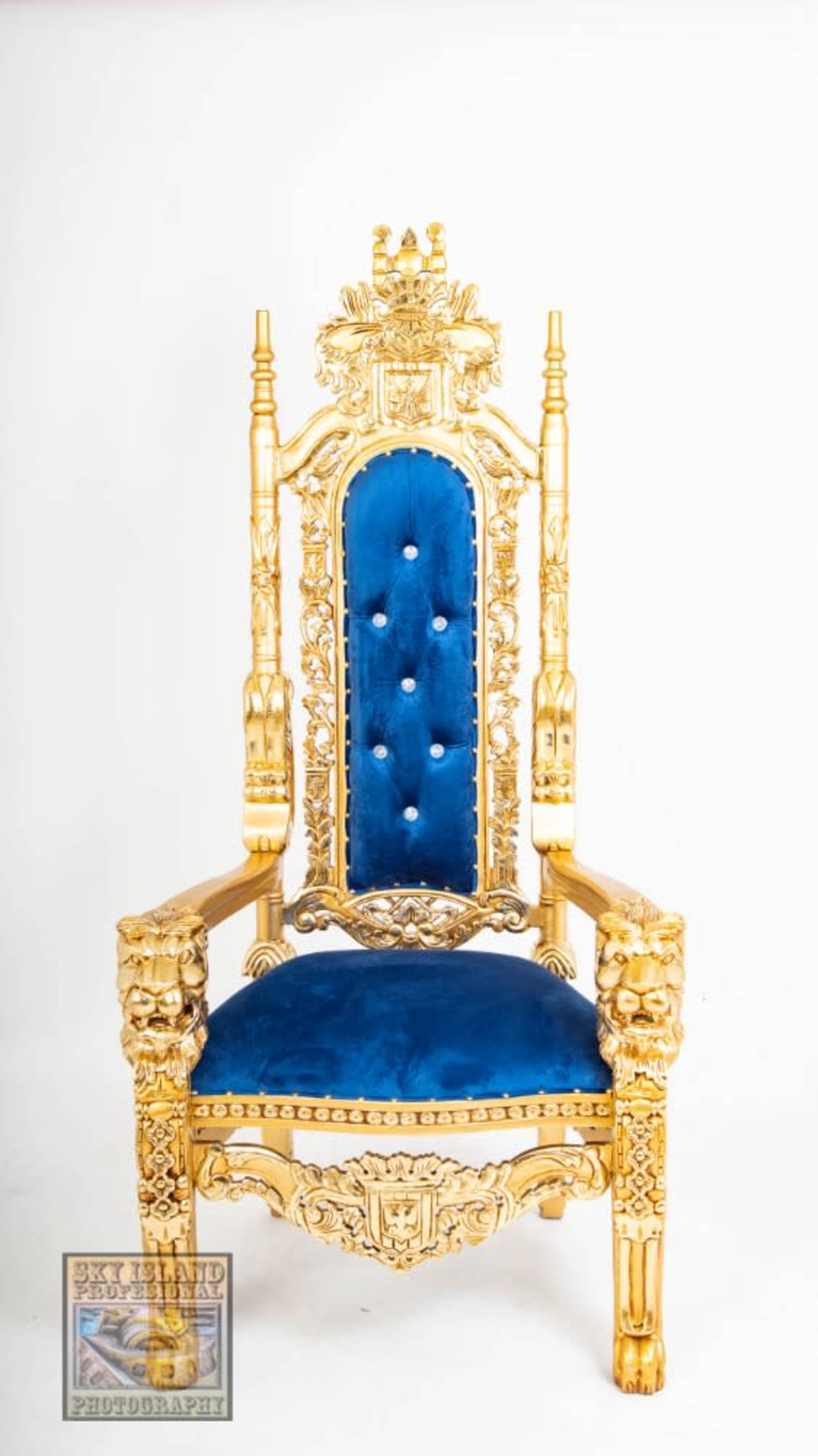 Thrown chair 70" Blue and Gold