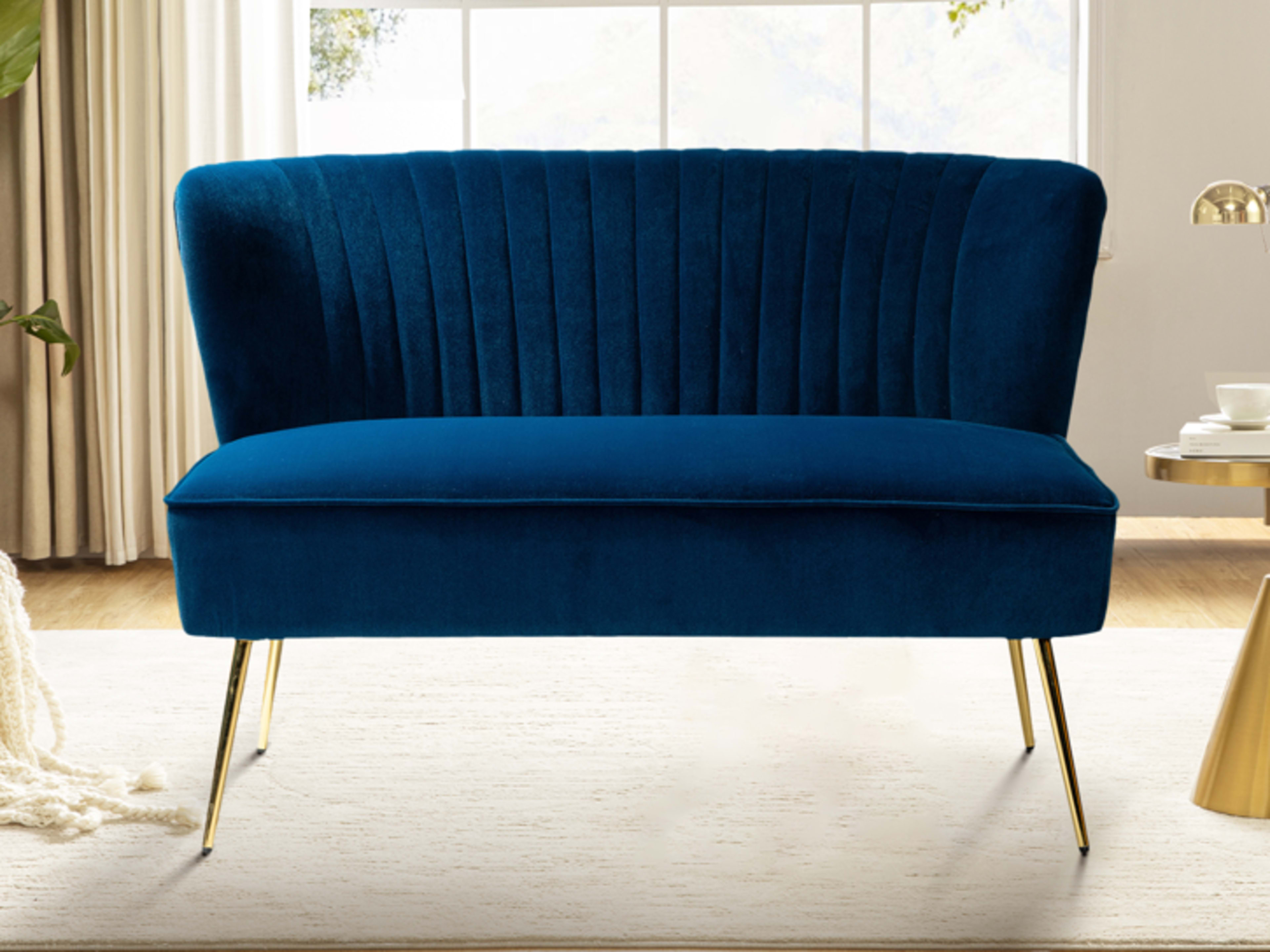 47" Velvet Armless Loveseat