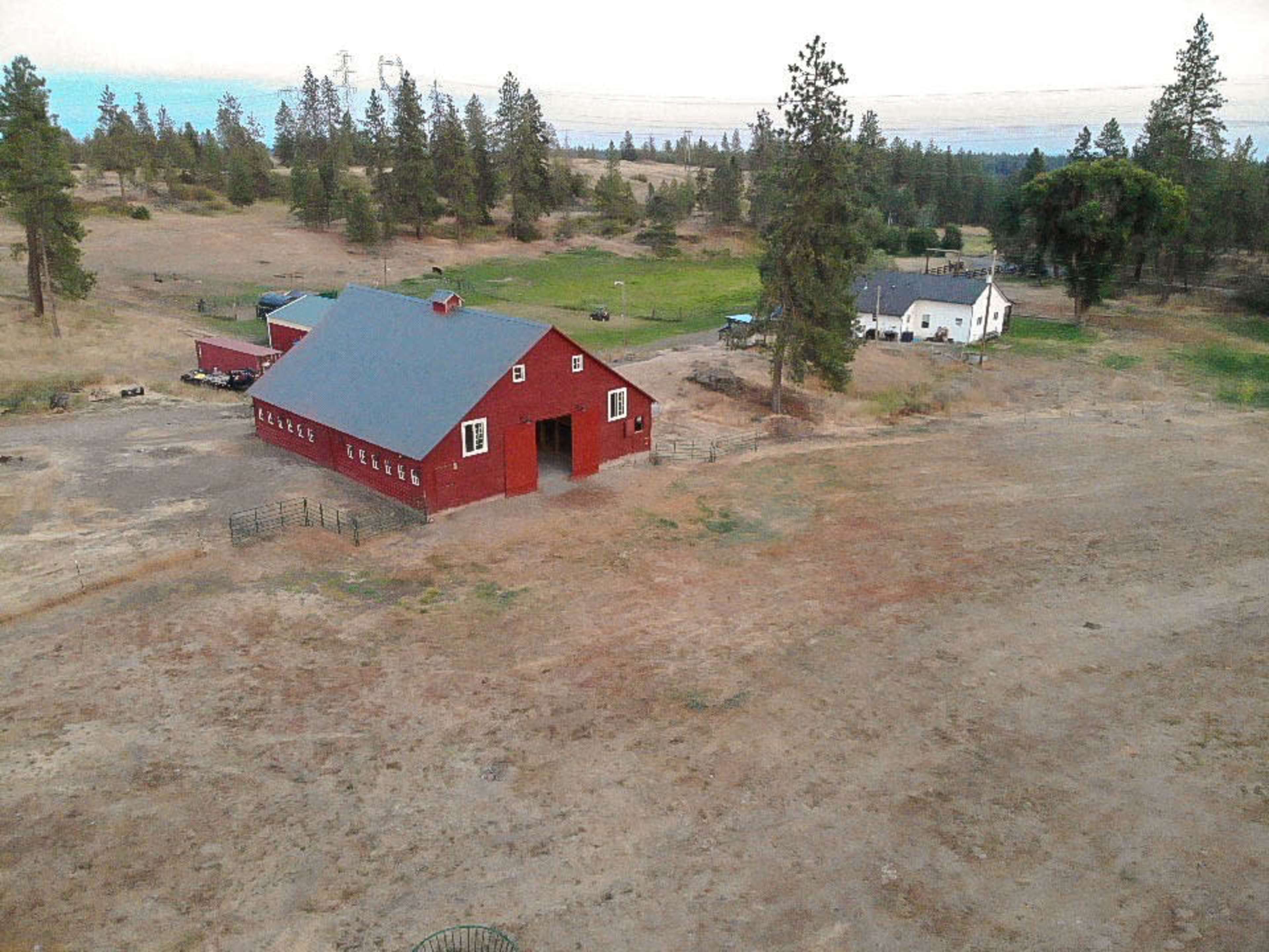 Red Barn on the Rocks Image in , Nine Mile Falls, WA