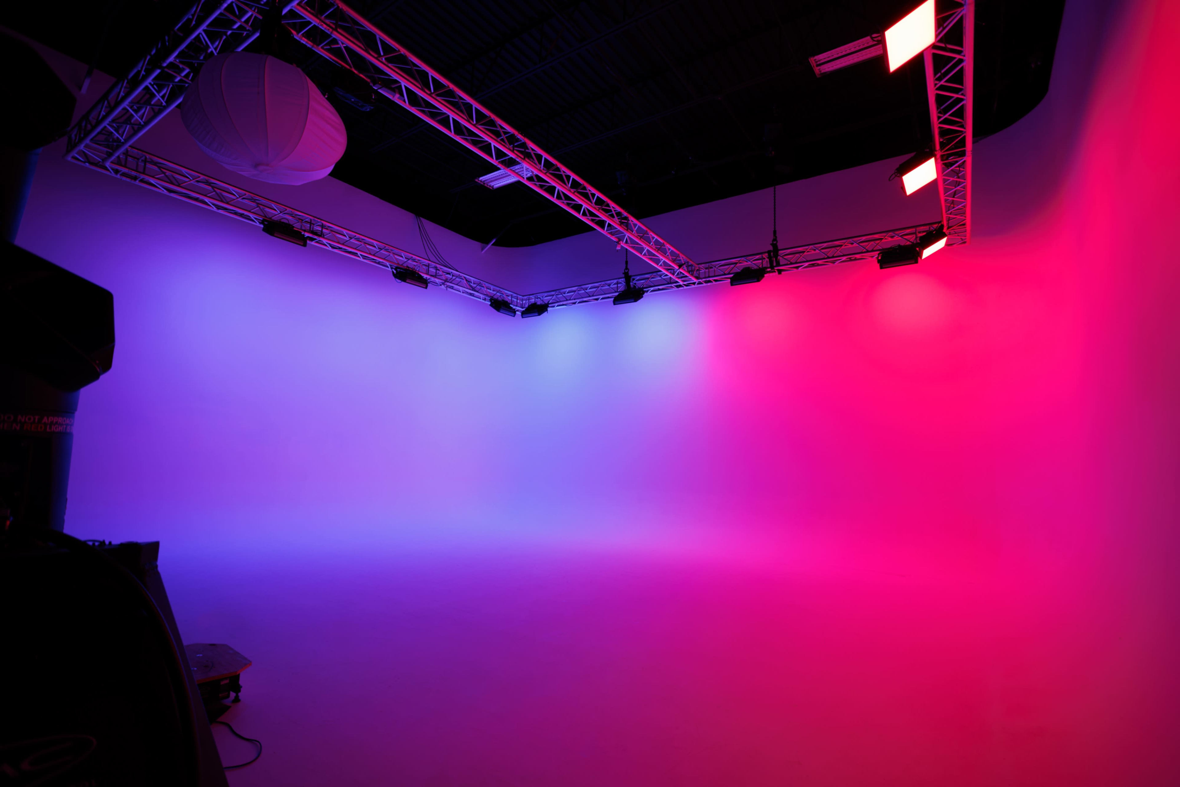 Video Production Studio with 25 foot 3-sided cyc wall fully lit cyc ...