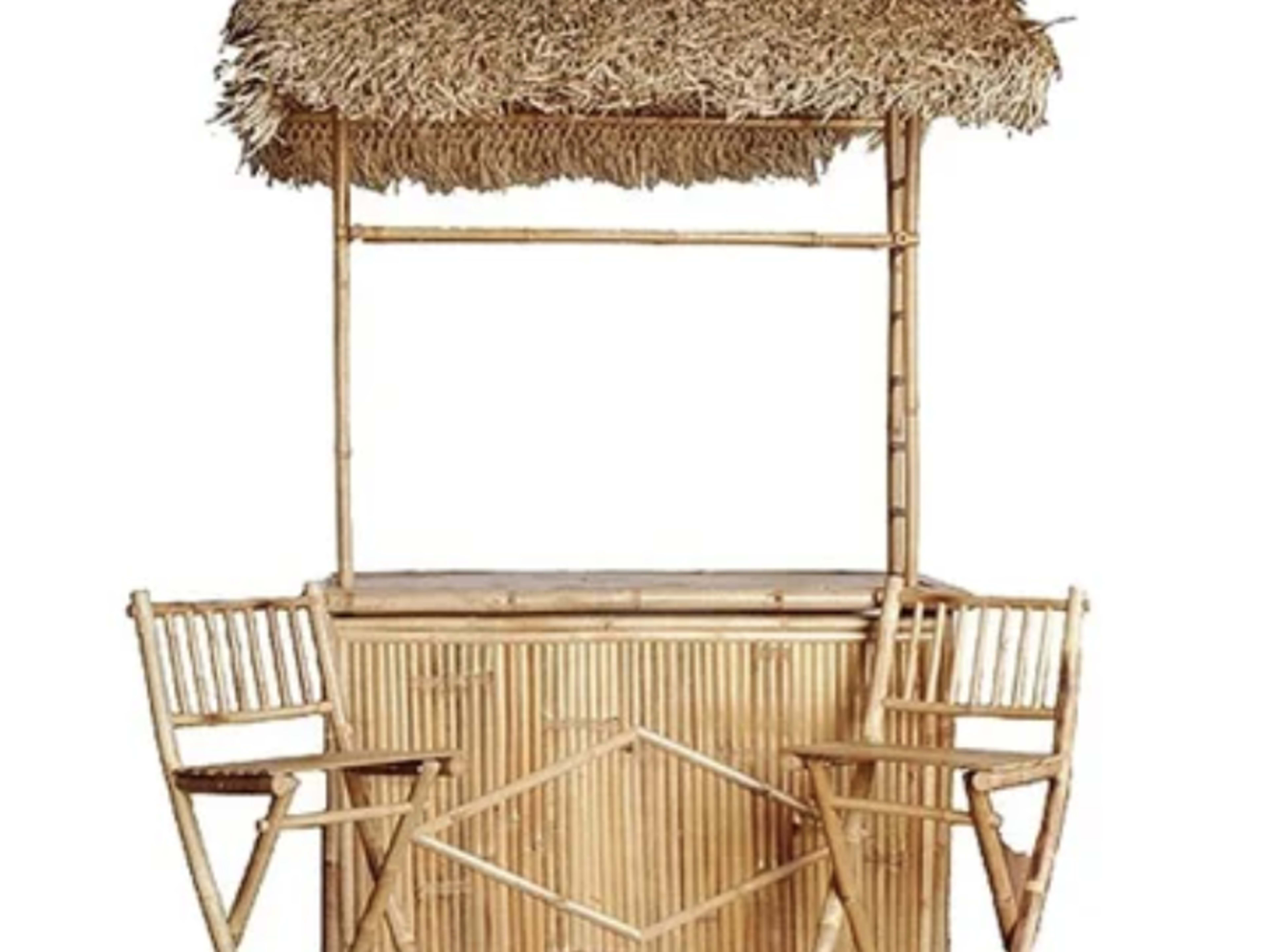 Tiki Bar with Bamboo Stools