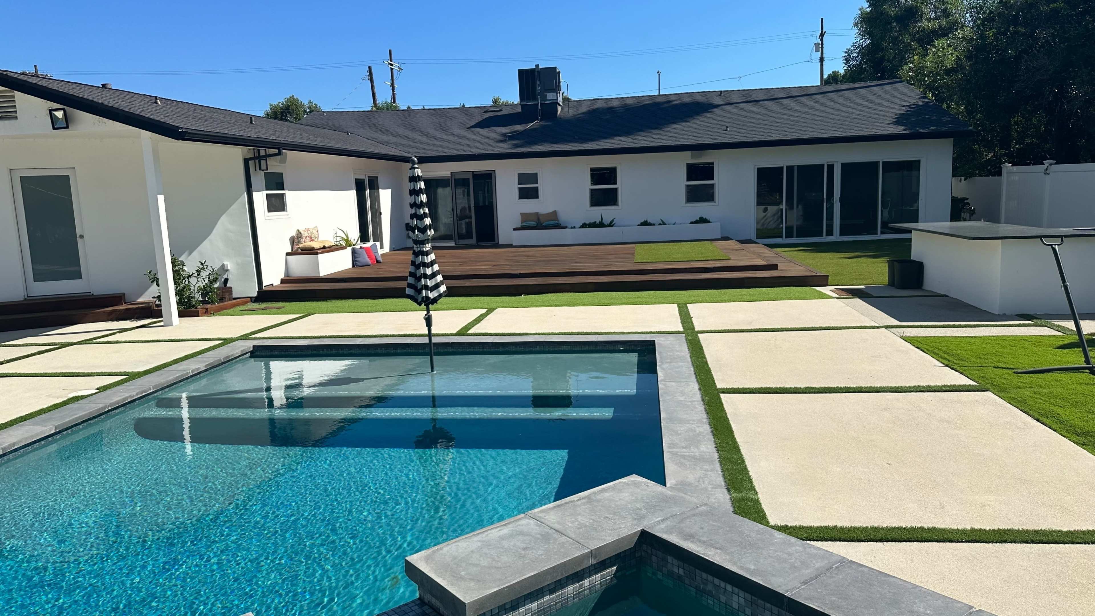 Modern Backyard Oasis with Pool & Outdoor Kitchen Image in Woodland Hills, Woodland Hills, CA