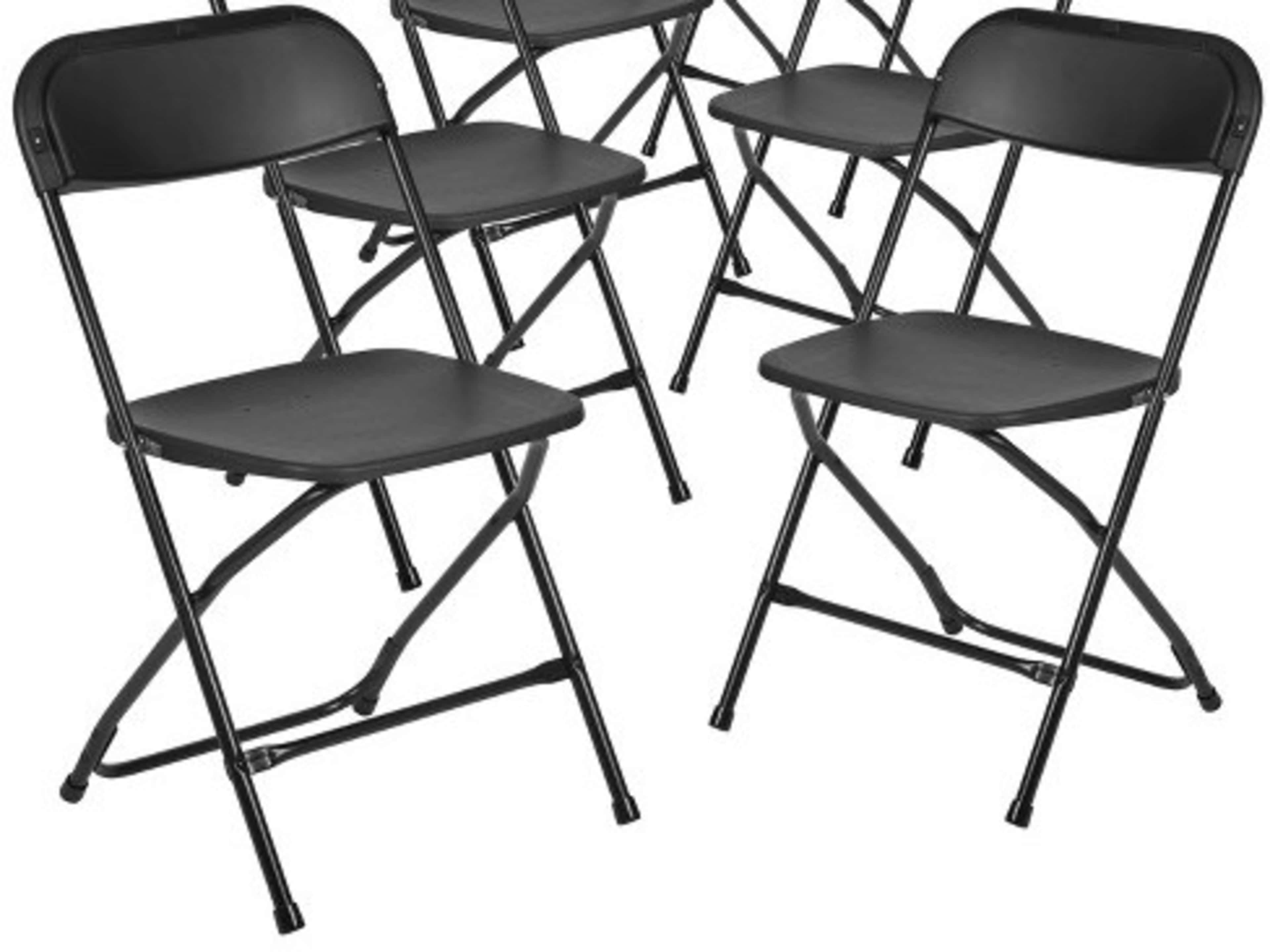 Black folding chairs