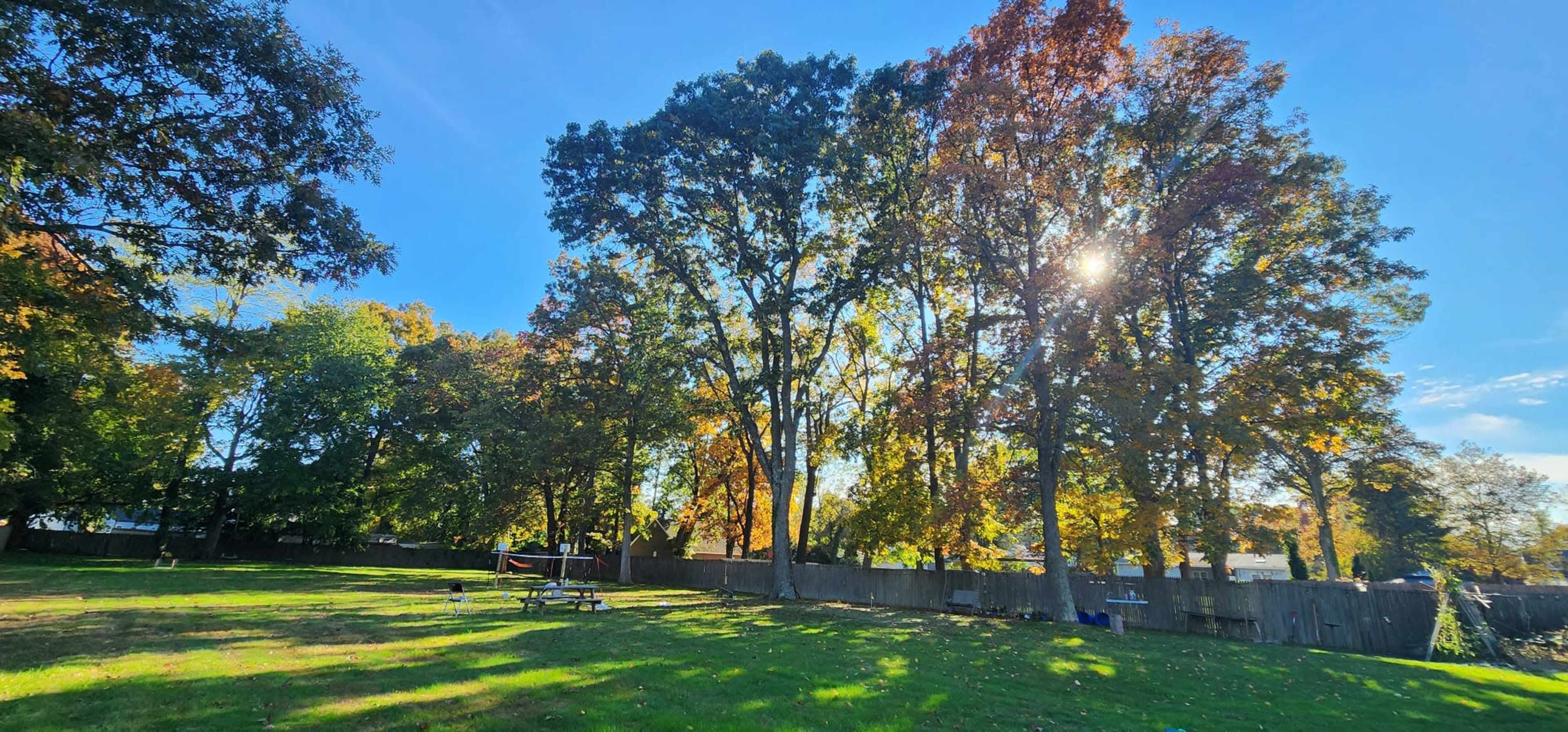Elegant Backyard Escape with Ambient Lighting with Stage Image in Babylon, Wheatley Heights, NY