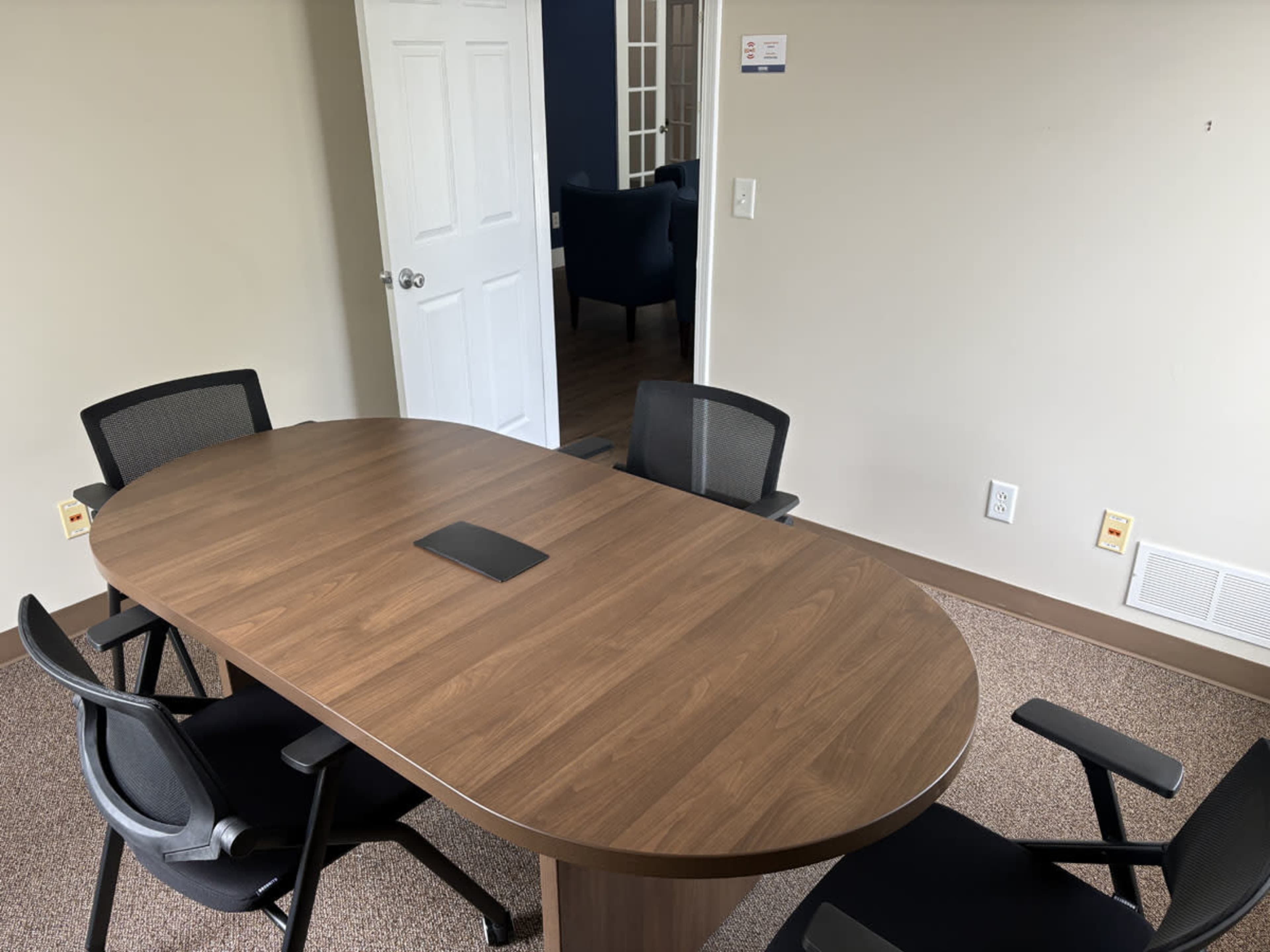 Small boardroom-style conference room in St. Peters, MO. Image in O'Fallon Township, St. Peters, MO