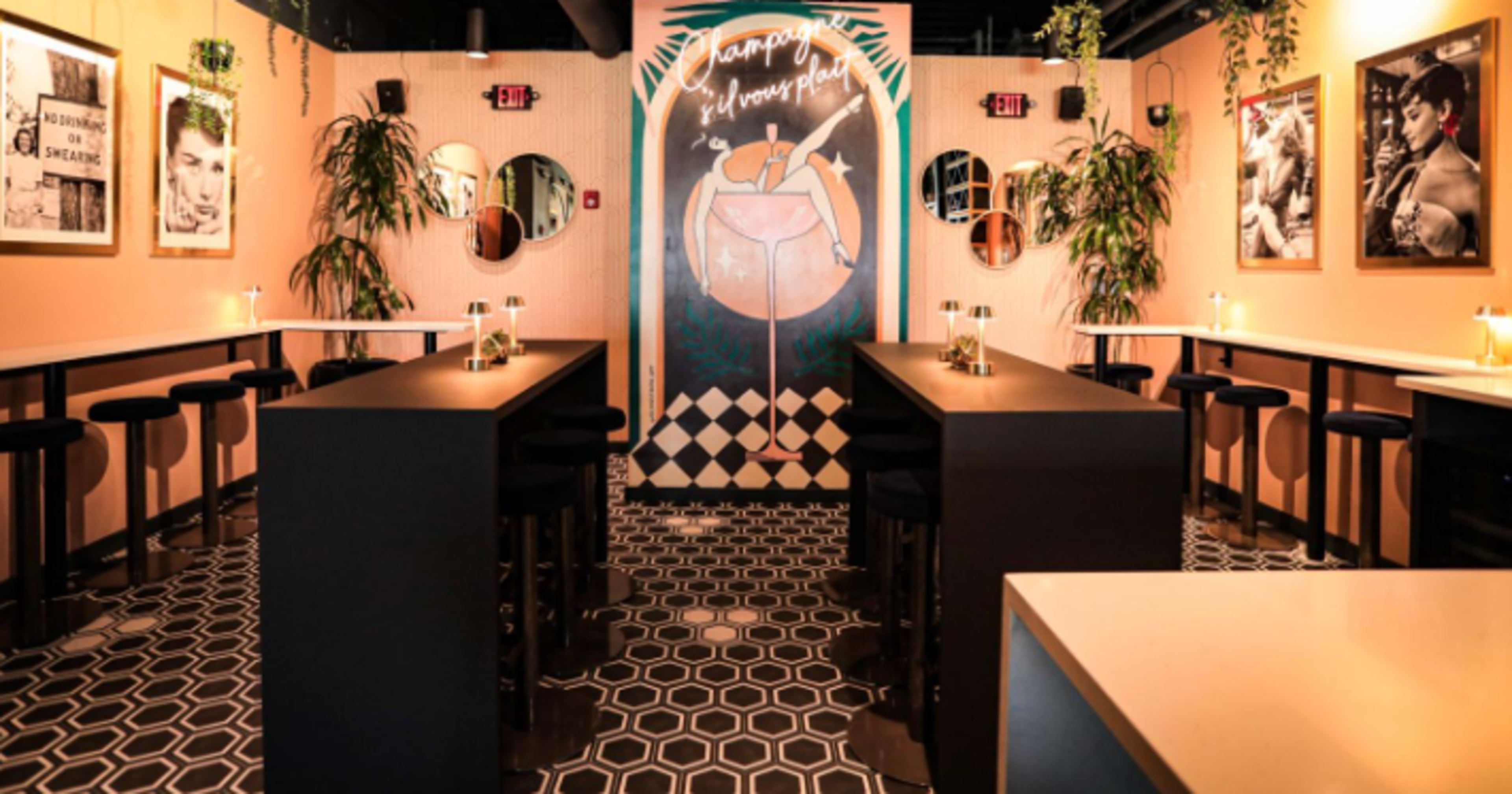 Trendy Champagne Bar with Neon Aesthetic & Photo Ops Image in Maitland, Orlando, FL