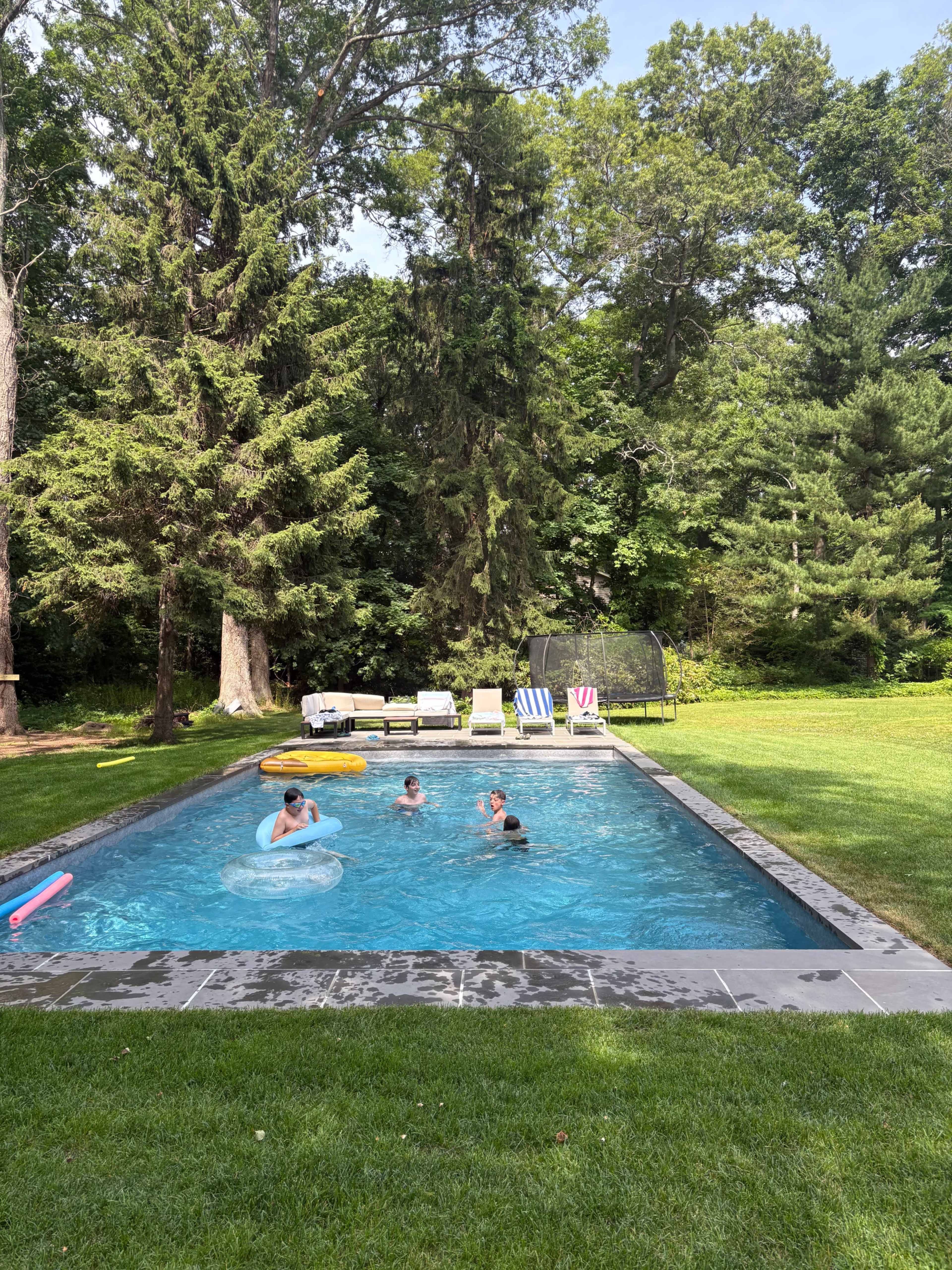 Expansive Outdoor Retreat with Hamptons Pool and Woodland Backdrop Image in Huntington, Huntington, NY