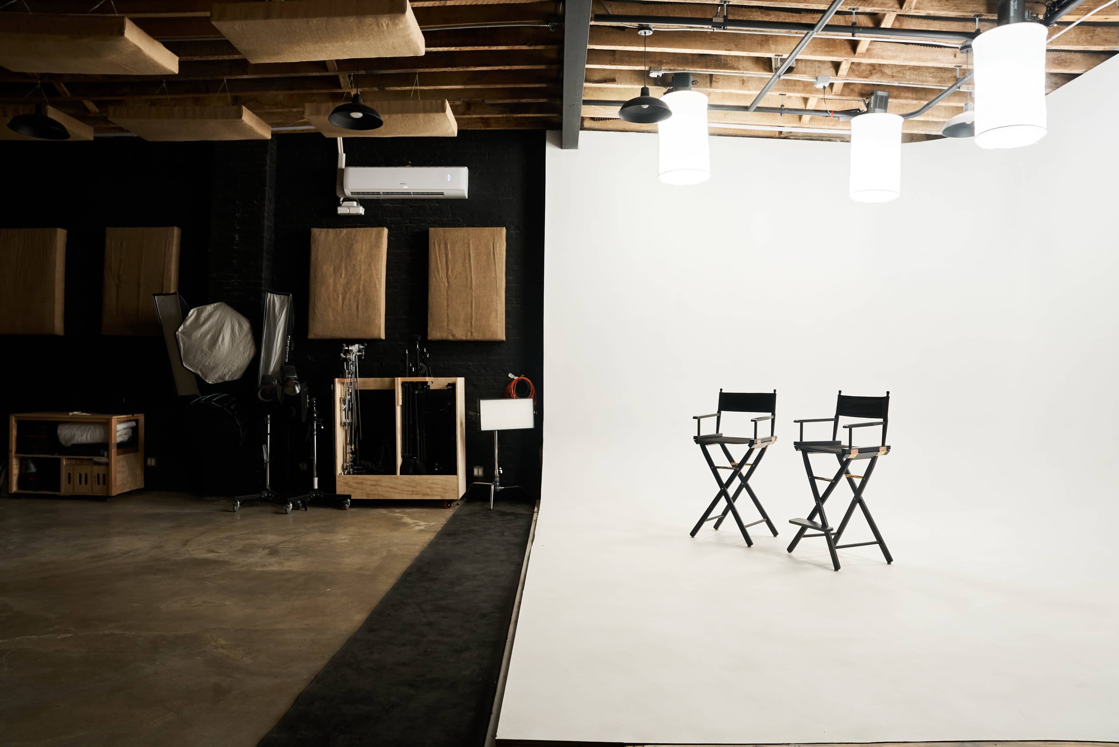 Creative Industrial film studio with pre lit RGB cyclorama Image in East New York, Brooklyn, NY