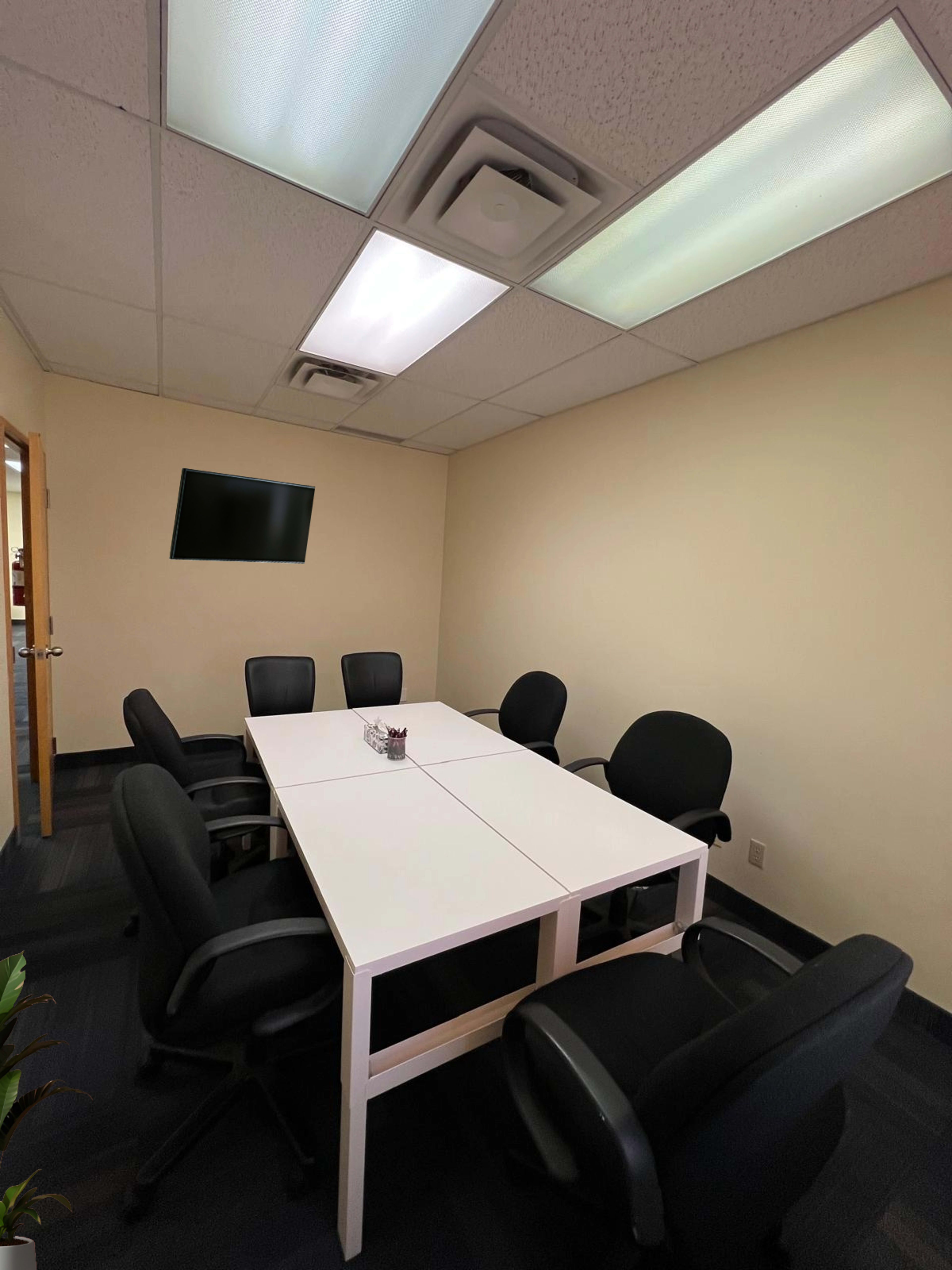 Spacious Boardroom with TV and a Digital Board Image in Mississauga, Mississauga, ON