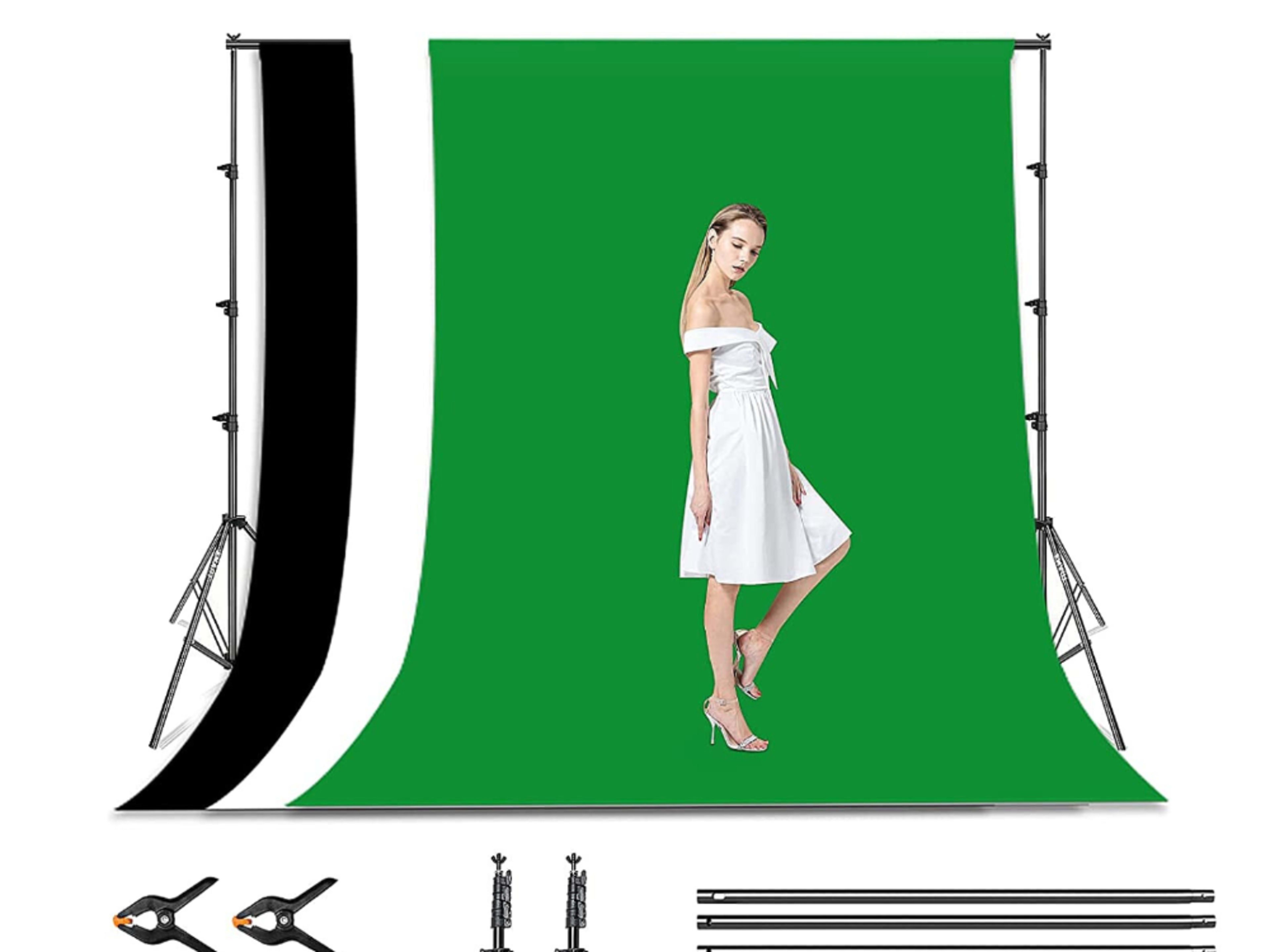 8.5x10ft Green Screen with 3 Muslin Backdrops