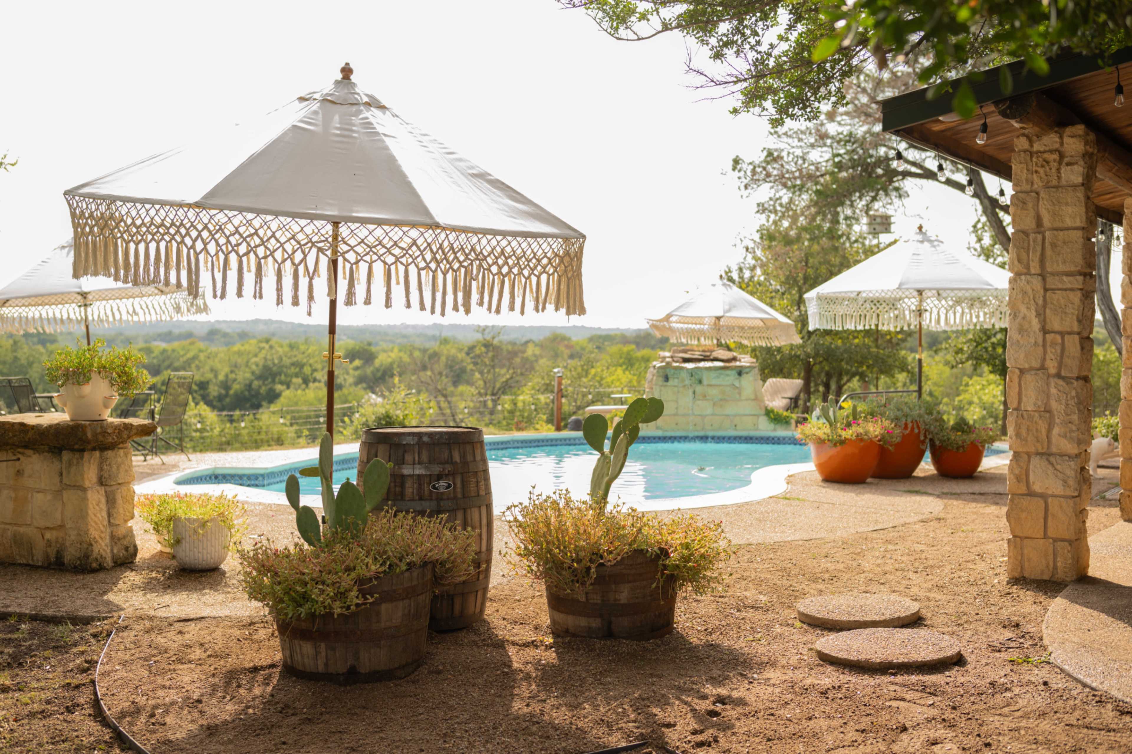 Resort Pool with View on 5 Acre Gated Property Image in , Weatherford, TX