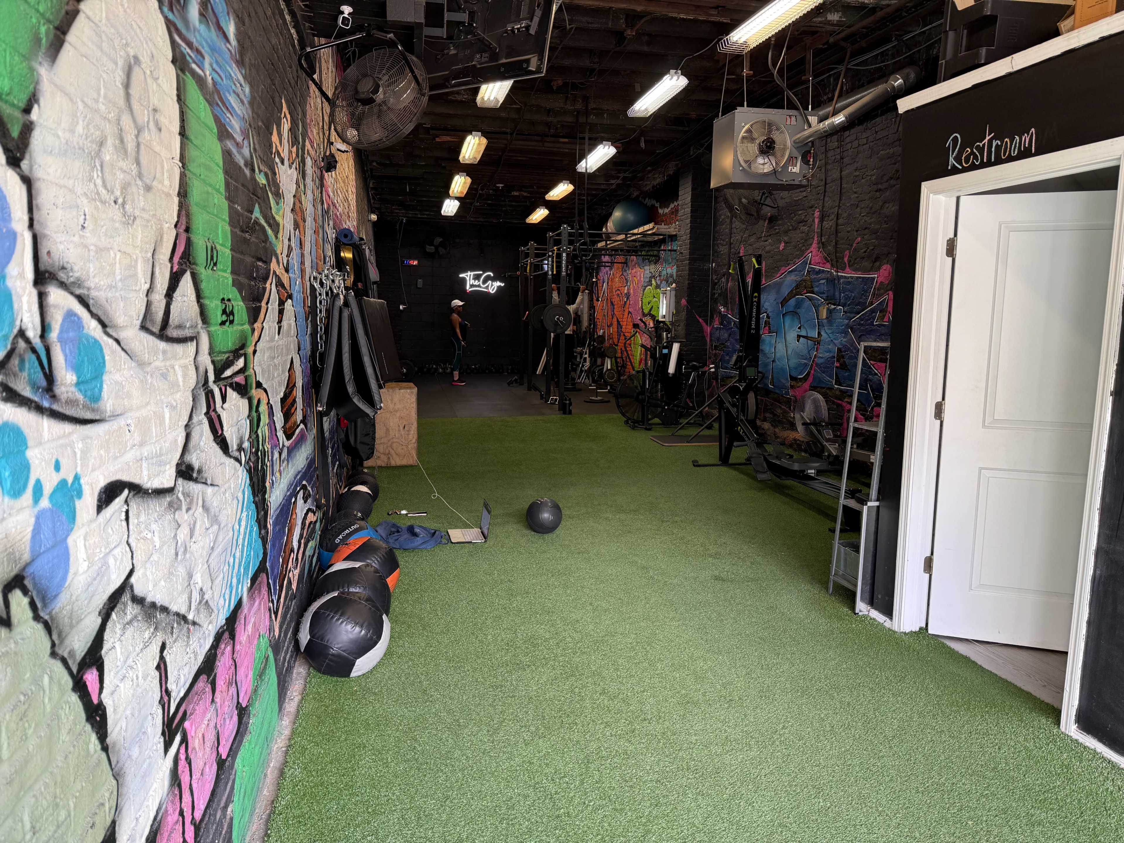 Spacious Garage Gym with Graffiti. Image in North Philadelphia, Philadelphia, PA