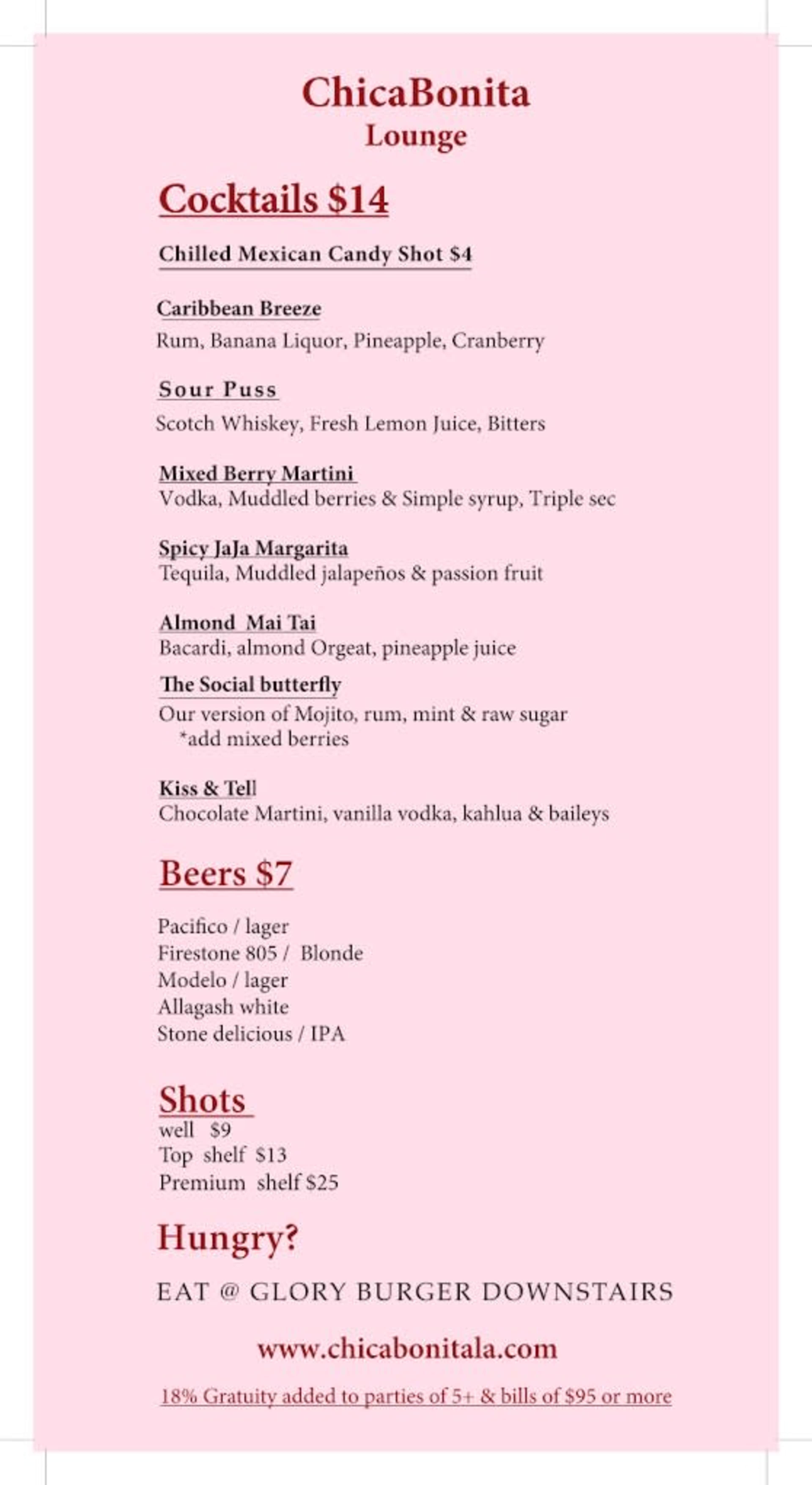 Menu offerings