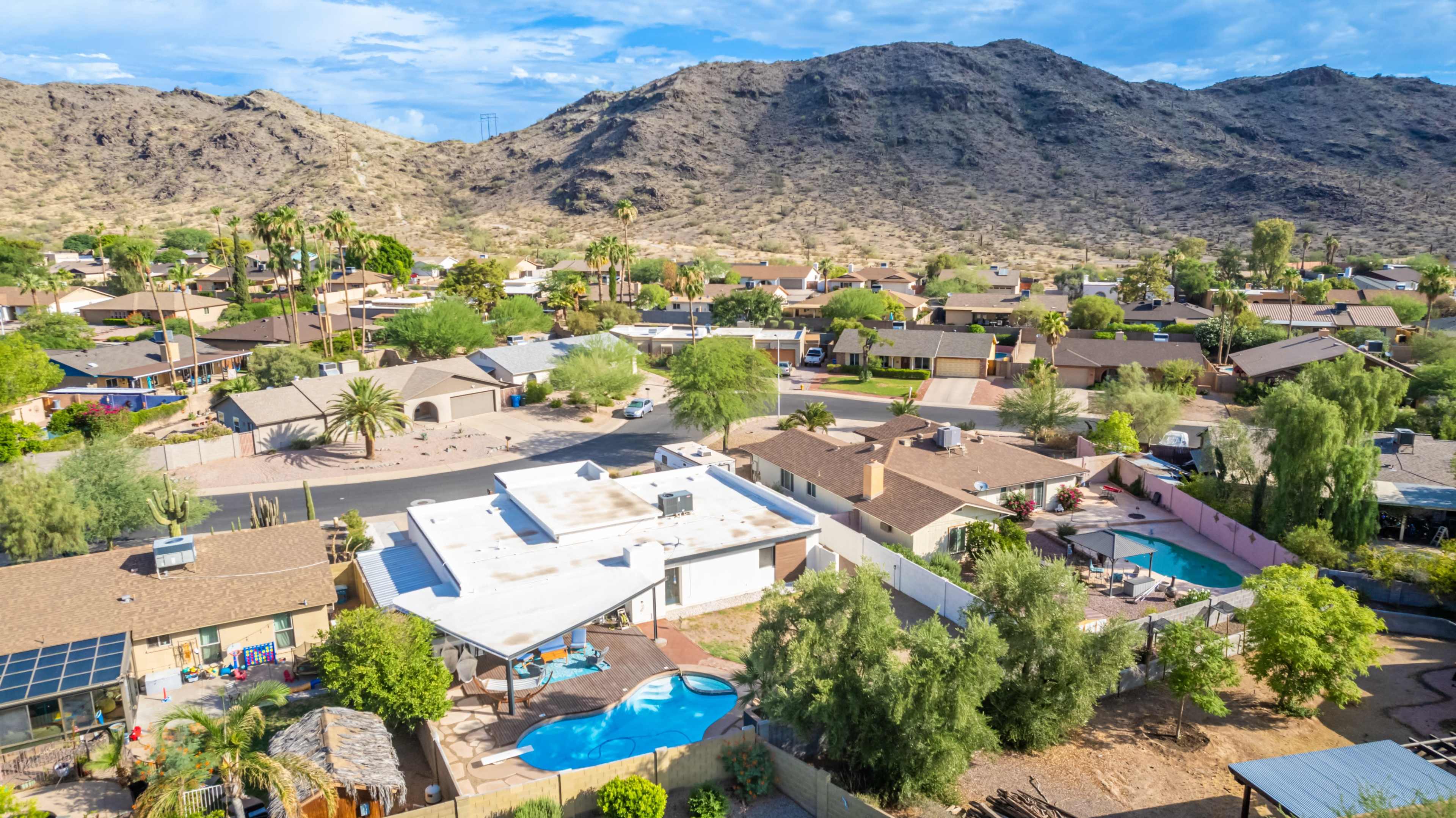 Pool with South Mountain views & Minimalist mid-century modern decor Image in Ahwatukee Foothills Village, Phoenix, AZ