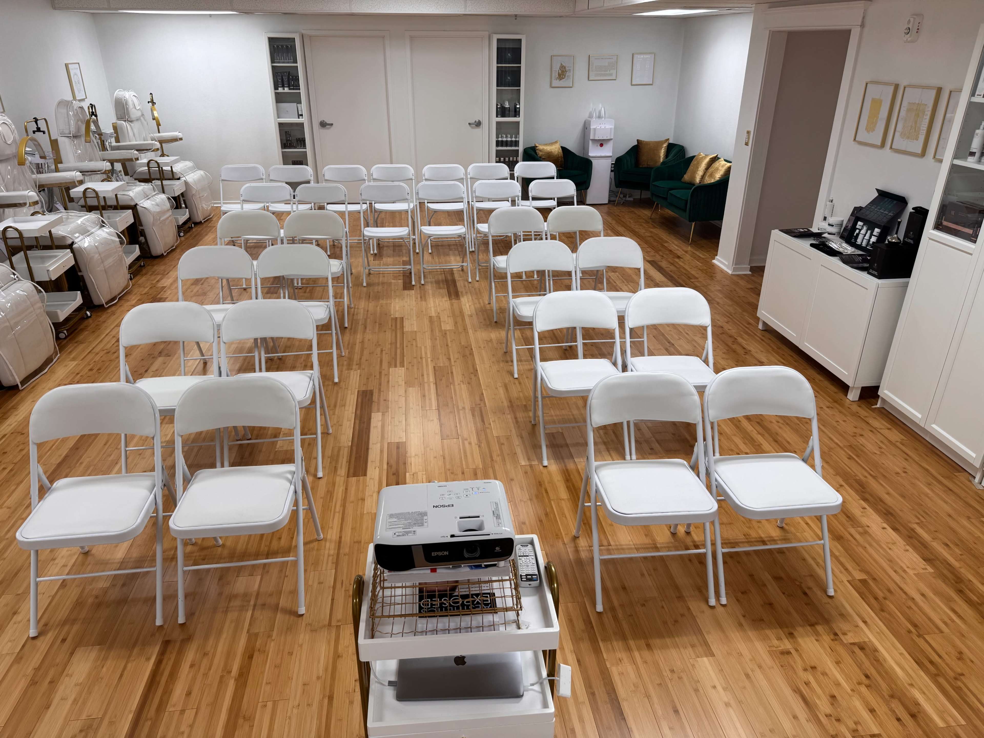 Luxe for all classroom experience.  Located in a busy neighborhood, this classroom sets the tone for any beauty professional. Image in Daly City, Daly City, CA