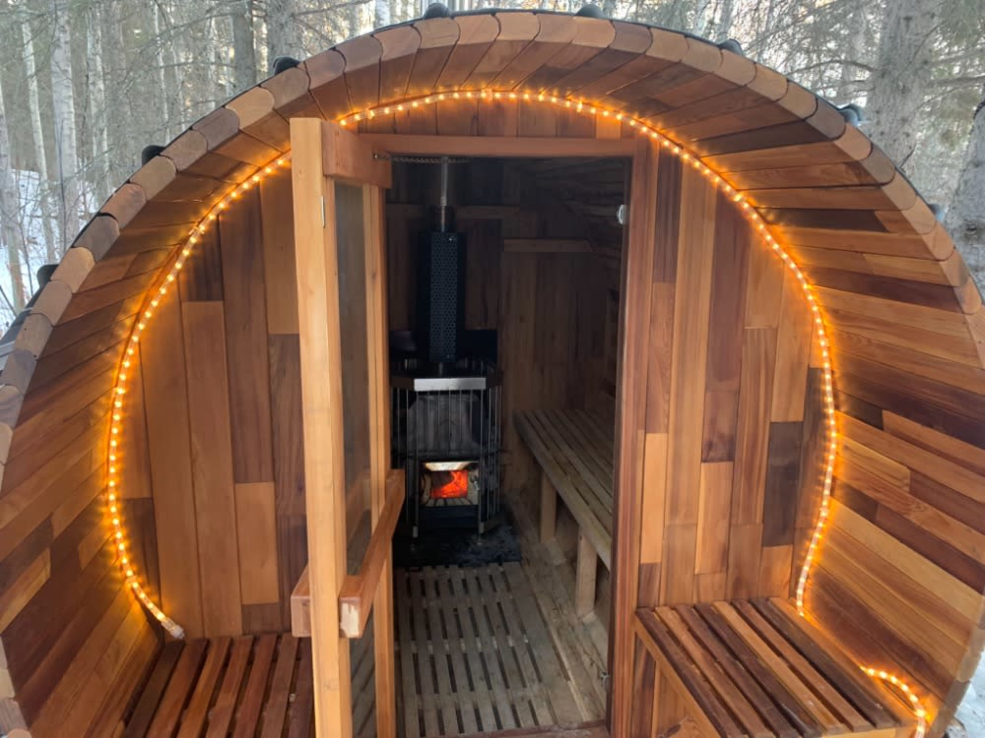 Wood-fired Cedar Barrel Sauna