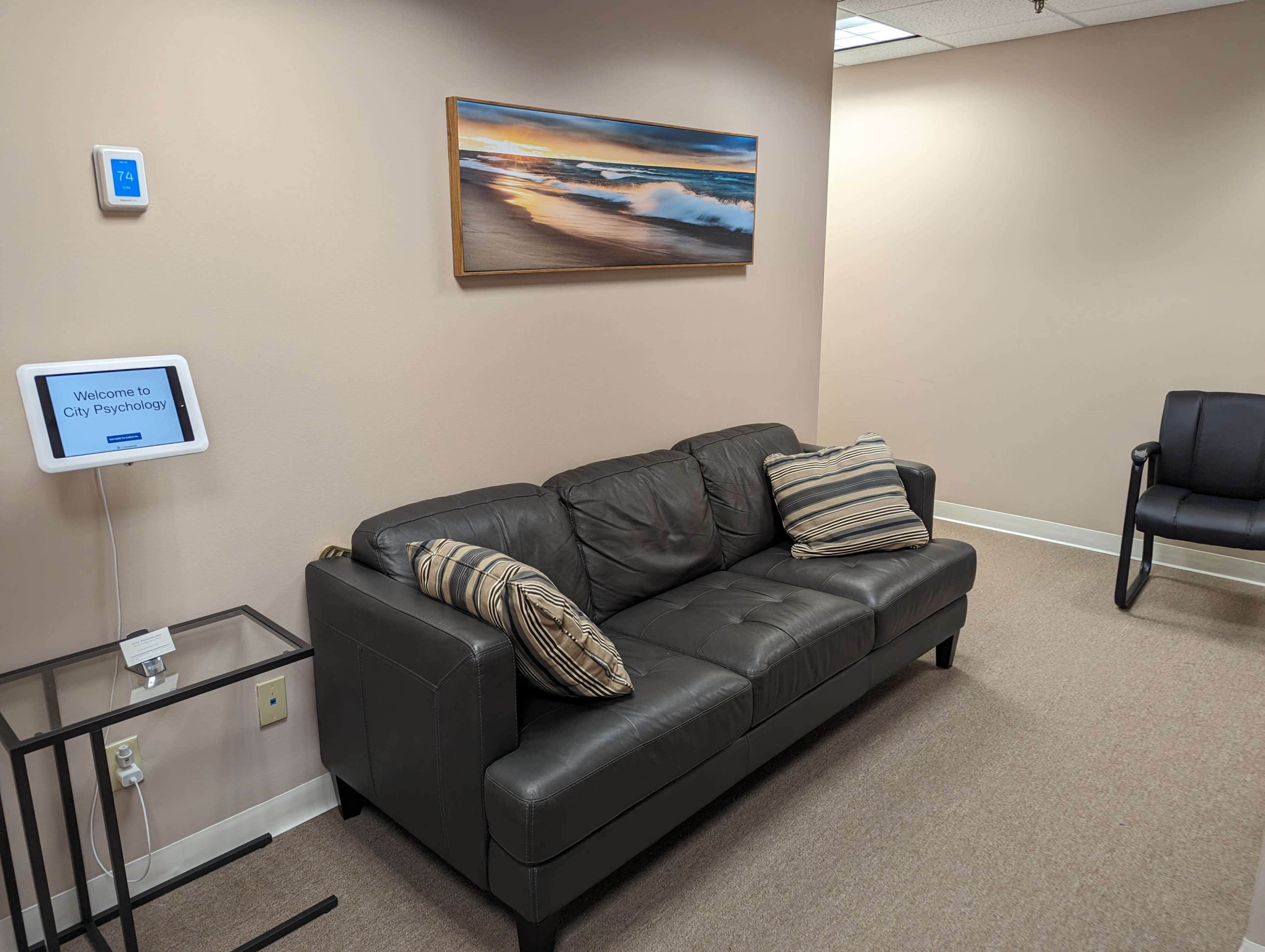 Just outside the downtown area. Large conference room with a smaller office connected by a glass door. Located within a quiet Psychologist's office. Image in West Palm Beach, West Palm Beach, FL
