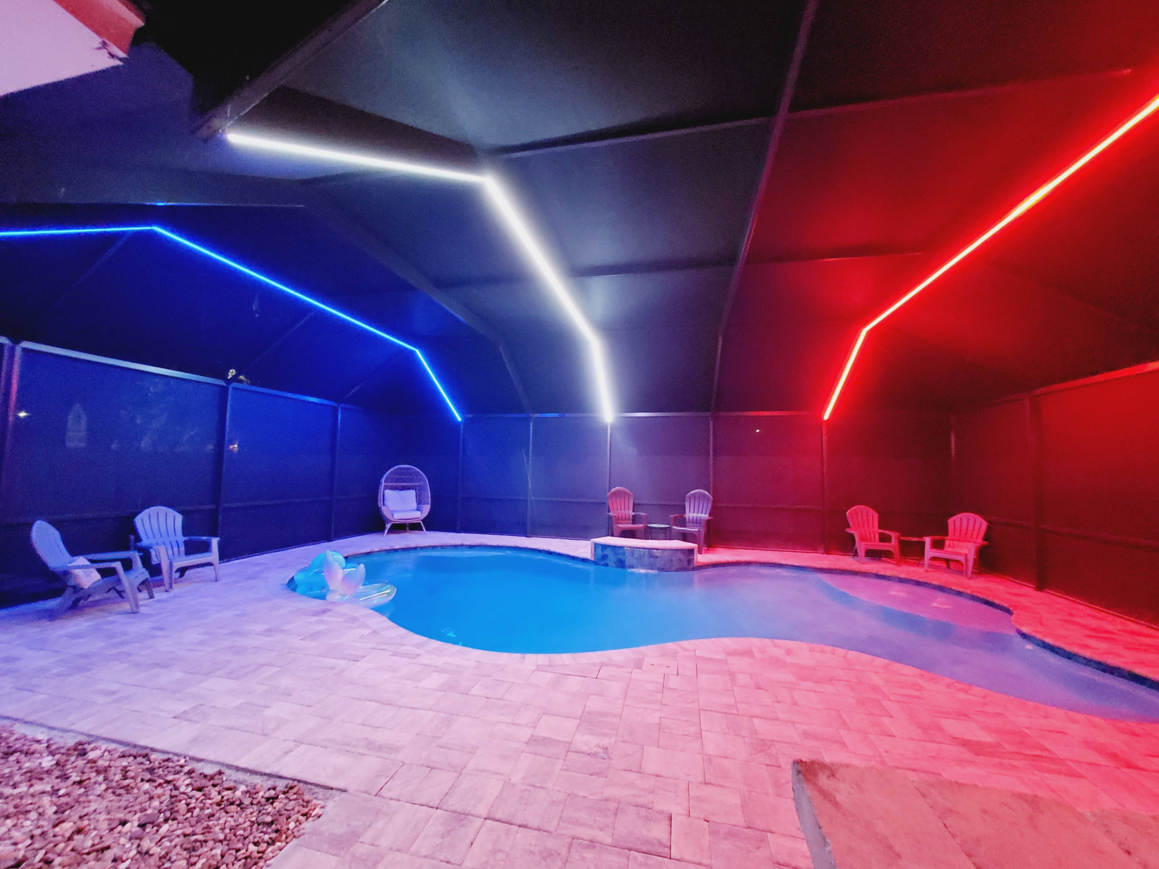 Screened Pool Bungalow with Fabulous LED Lighting Image in Highlands, Jacksonville, FL