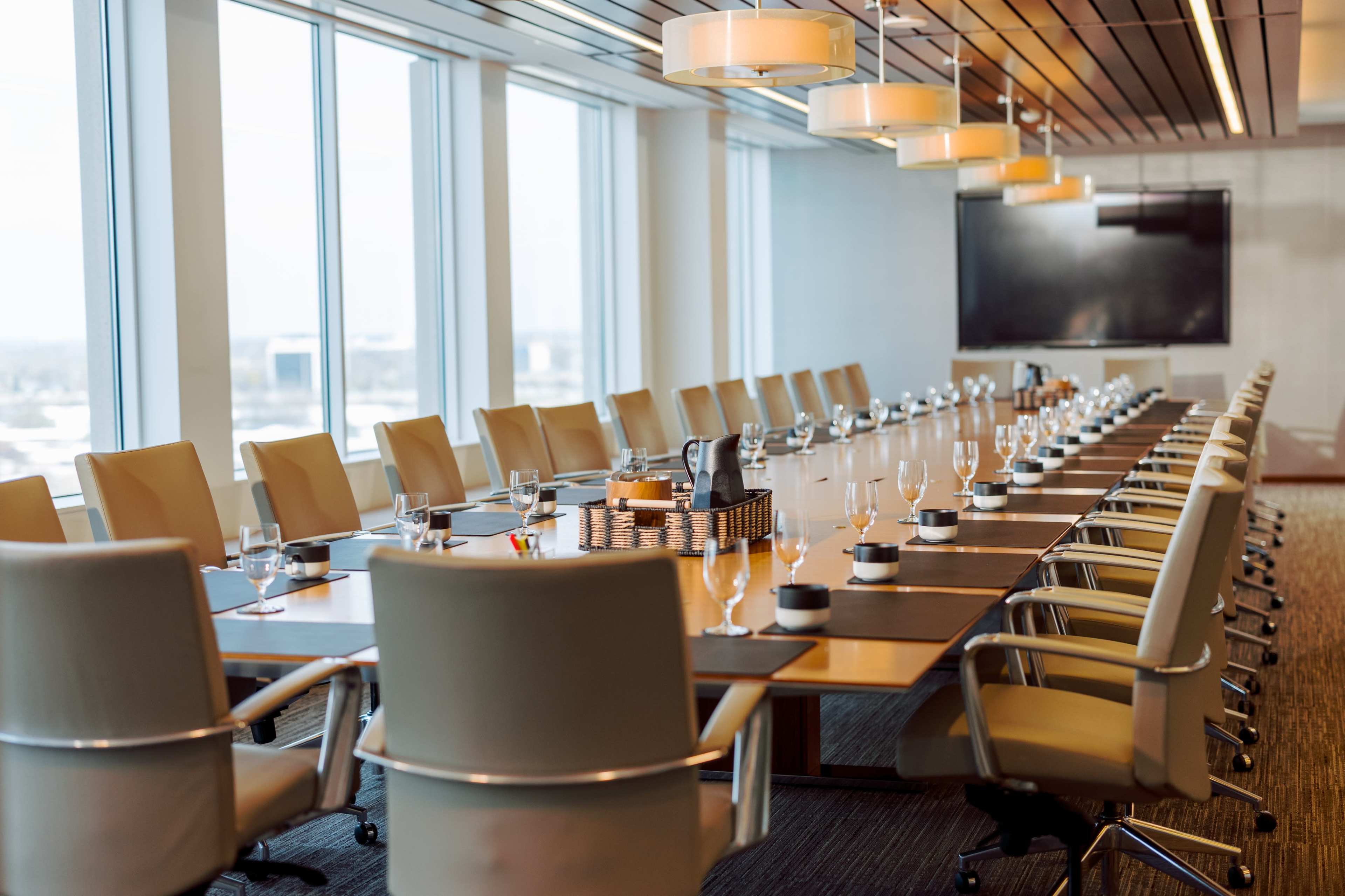 Upscale Boardroom with Chicago Skyline View Image in Schaumburg Township, Schaumburg, IL
