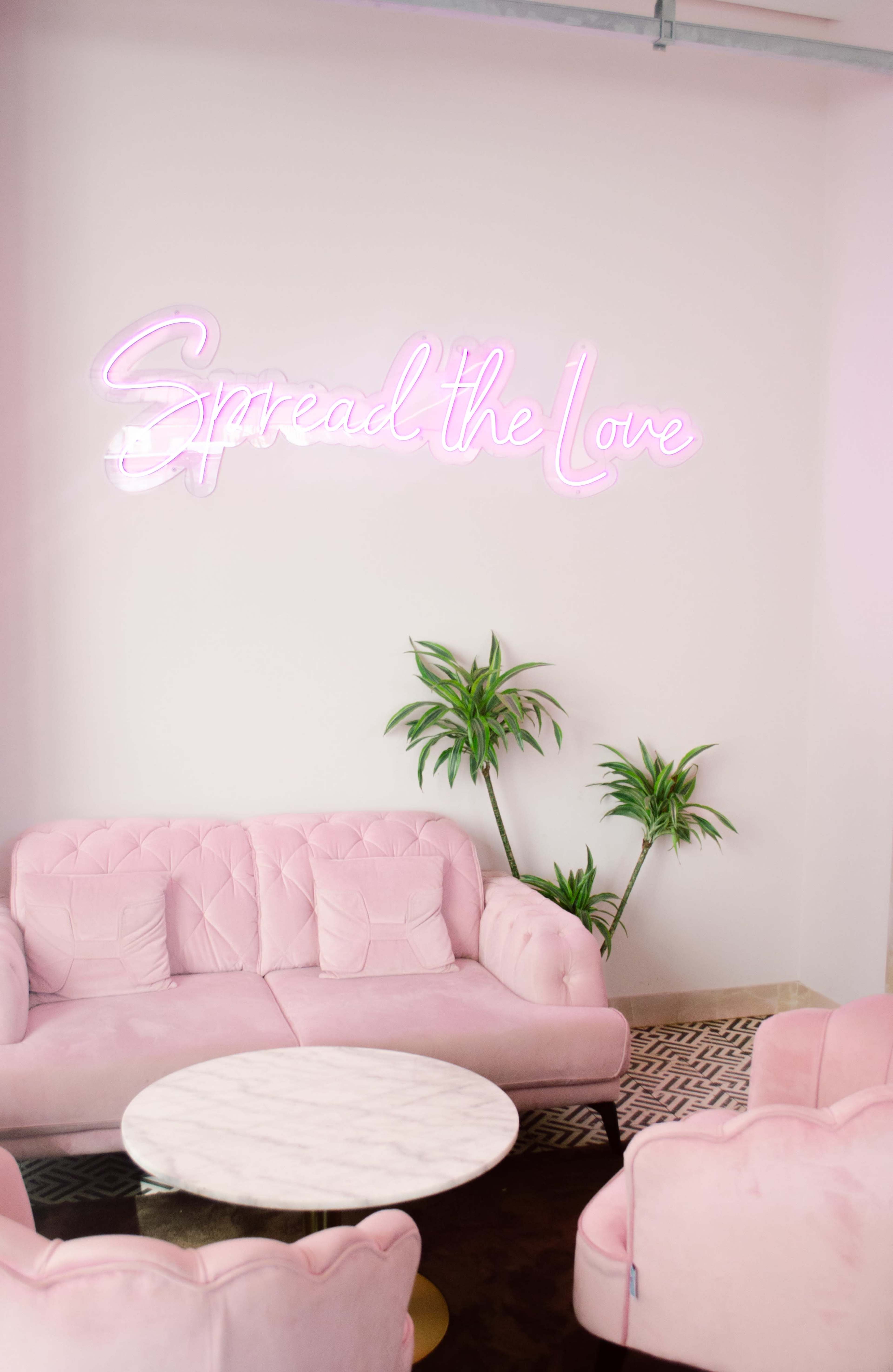 Sunny High Holborn Cafe with Chic Pink Accents Image in Holborn, London, ENG