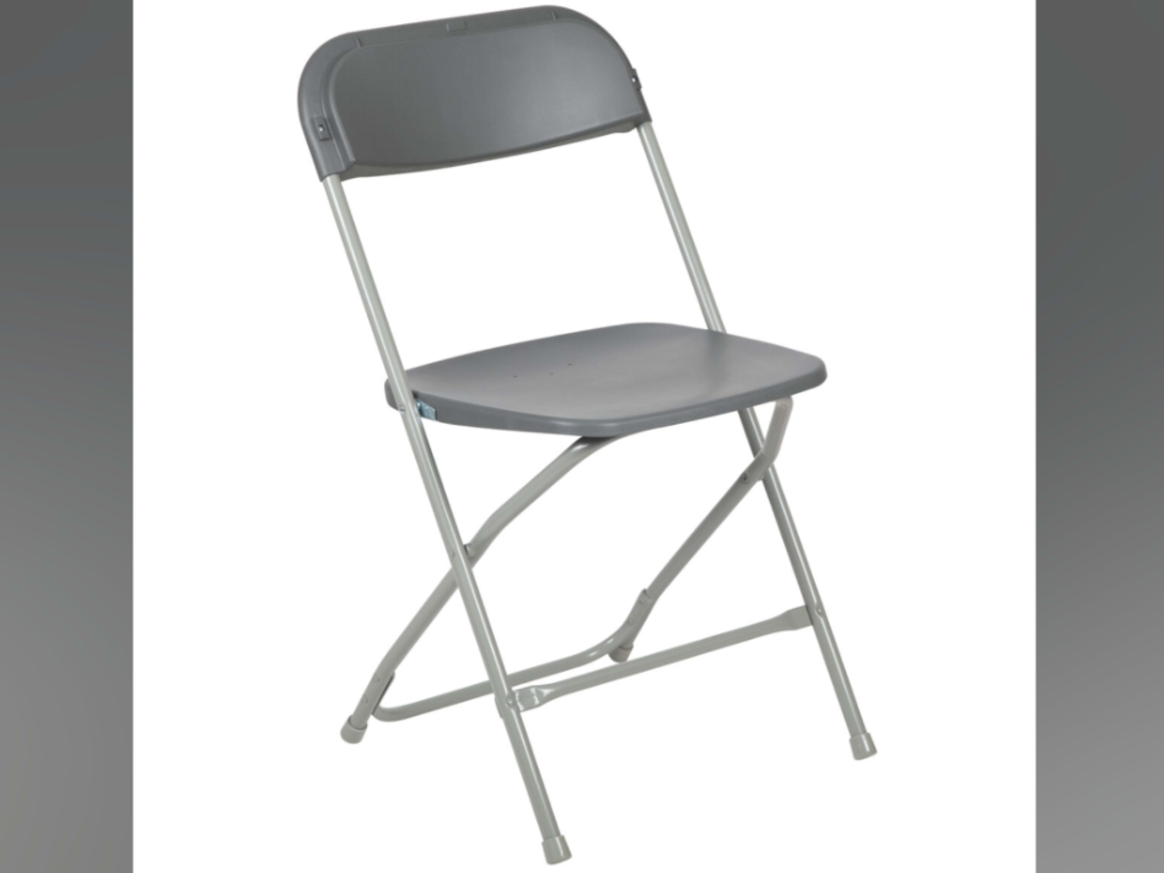 Grey folding plastic chair