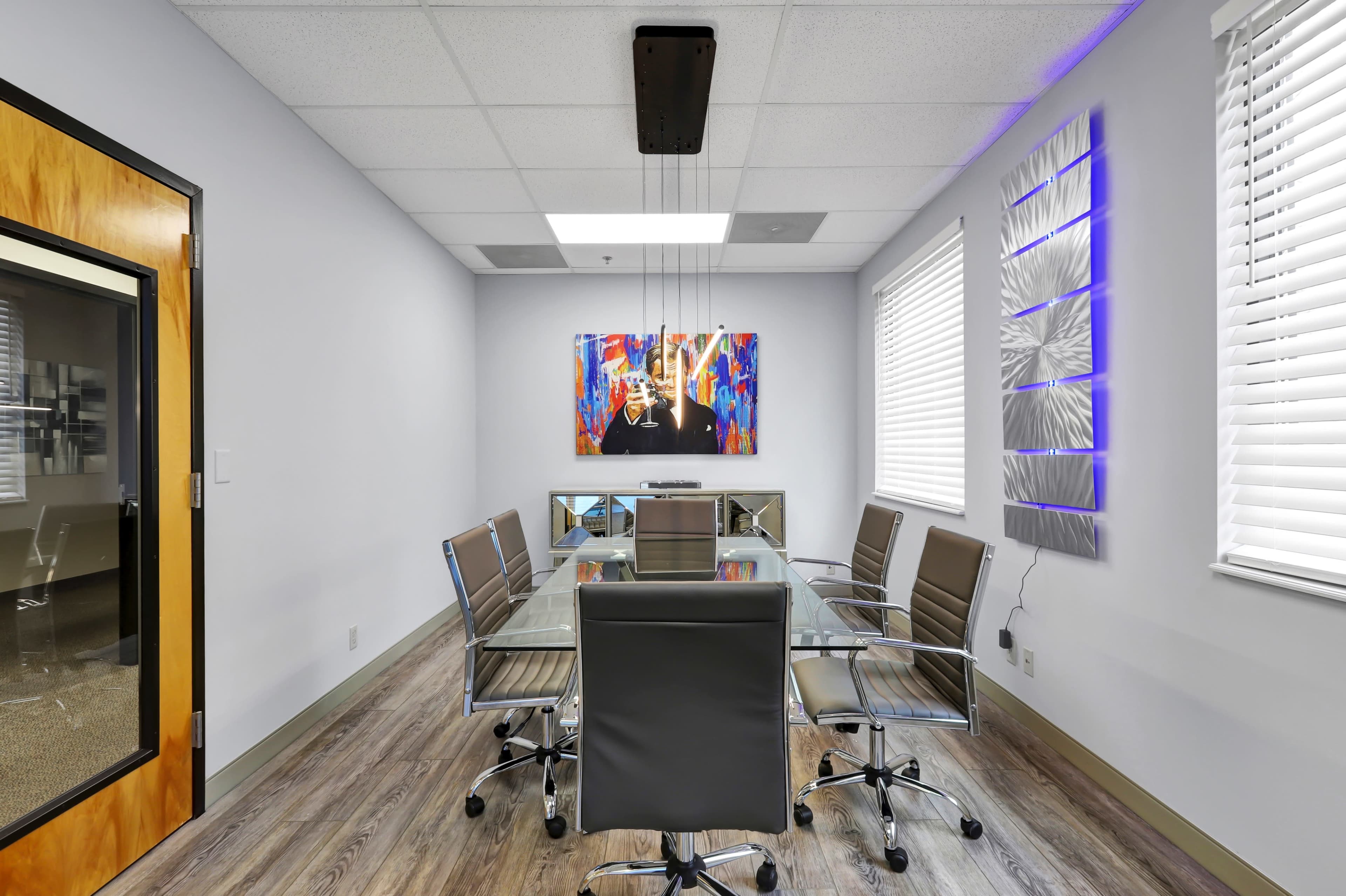 Medium-sized boardroom-style conference room in Chesterfield, MO Image in Chesterfield Township, Chesterfield, MO