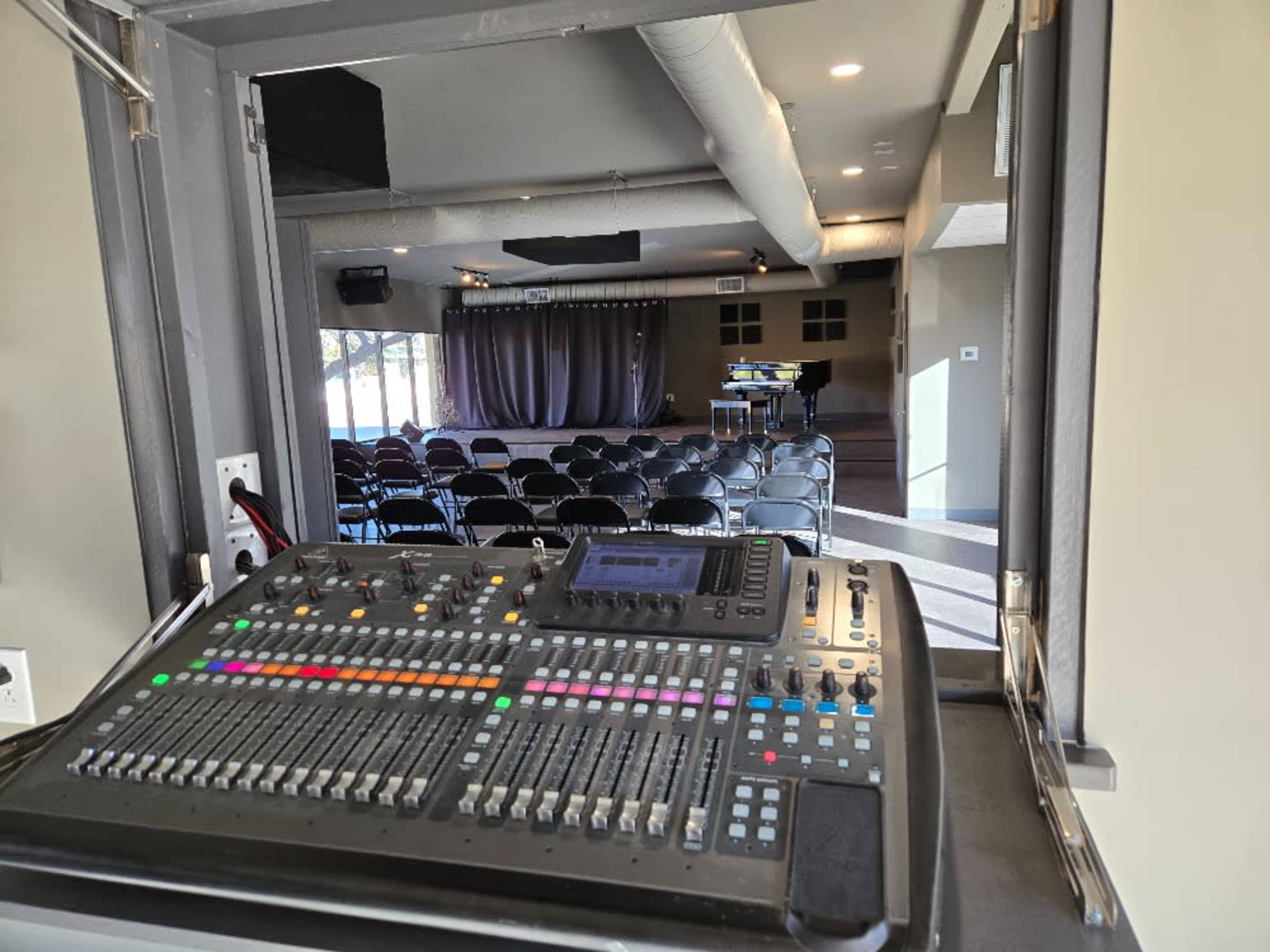 PA system, speakers, and mics