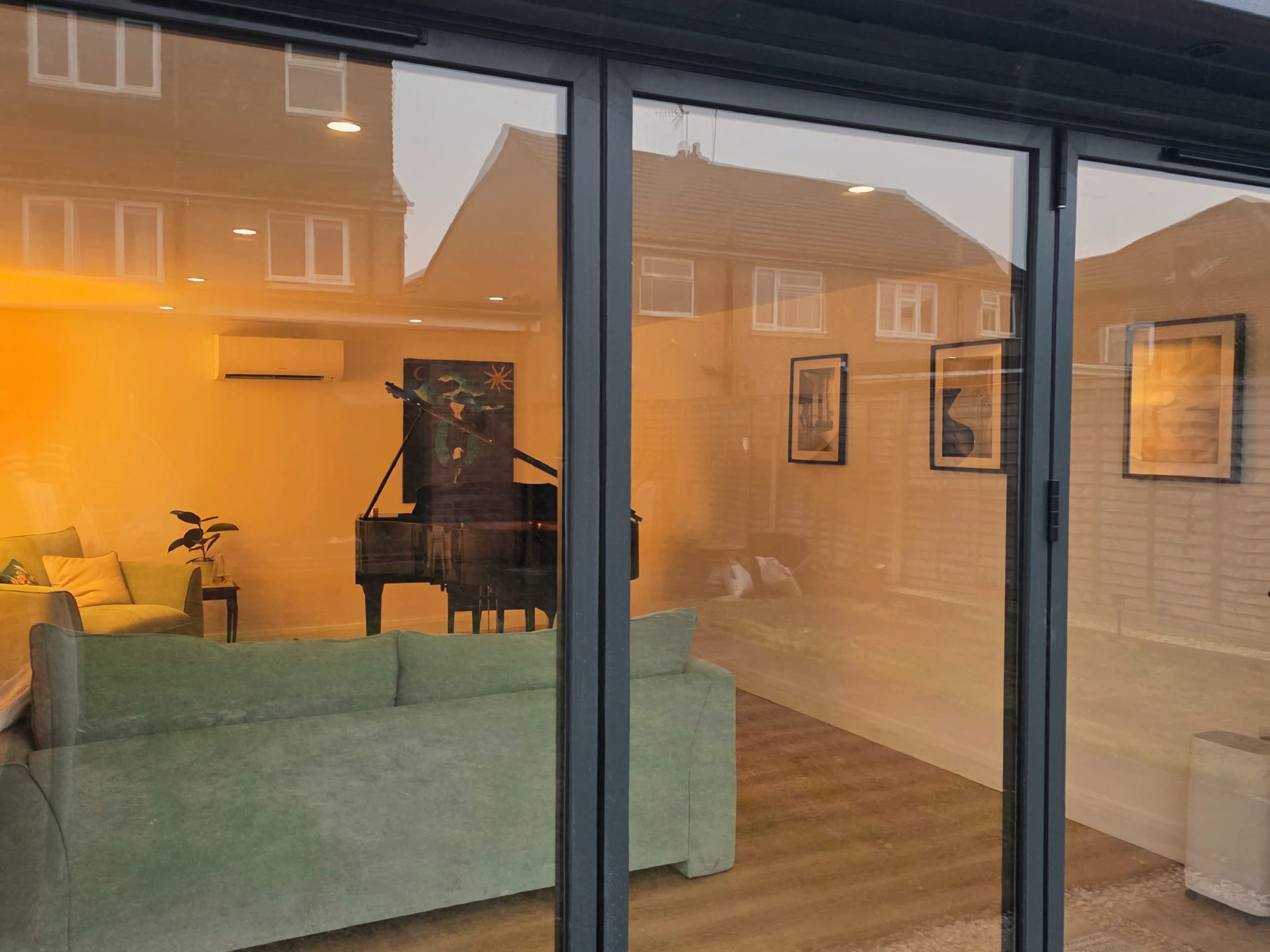 Cosy, Modern Piano Studio with Bifold Windows and Grand Piano Image in Cheshunt, WALTHAM CROSS, ENG