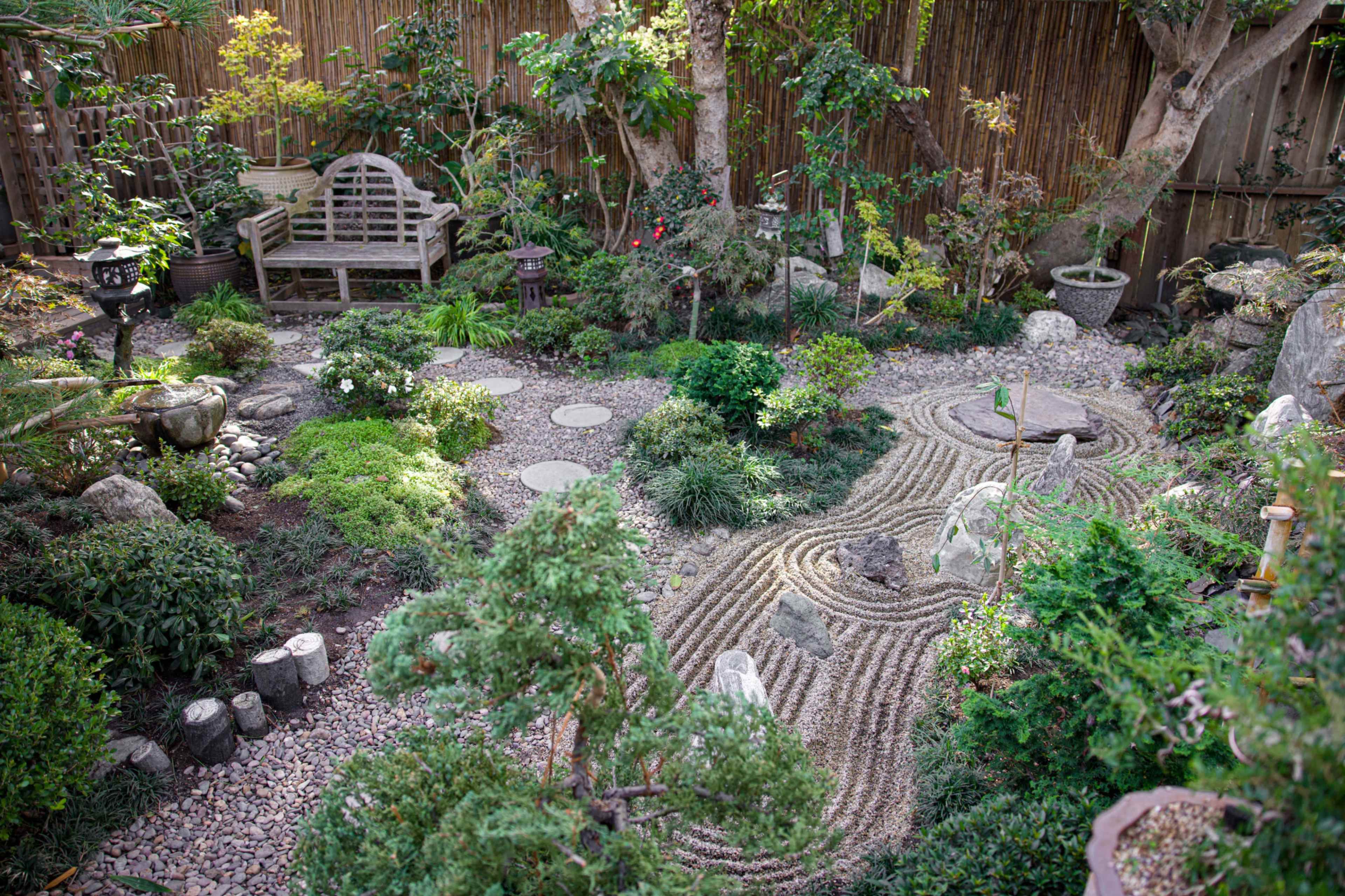 Cute Retro Vintage 70's Art House & Japanese Garden: Bohemian Furnishings, Bonsais, and Water features Image in Mar Vista, Los Angeles, CA