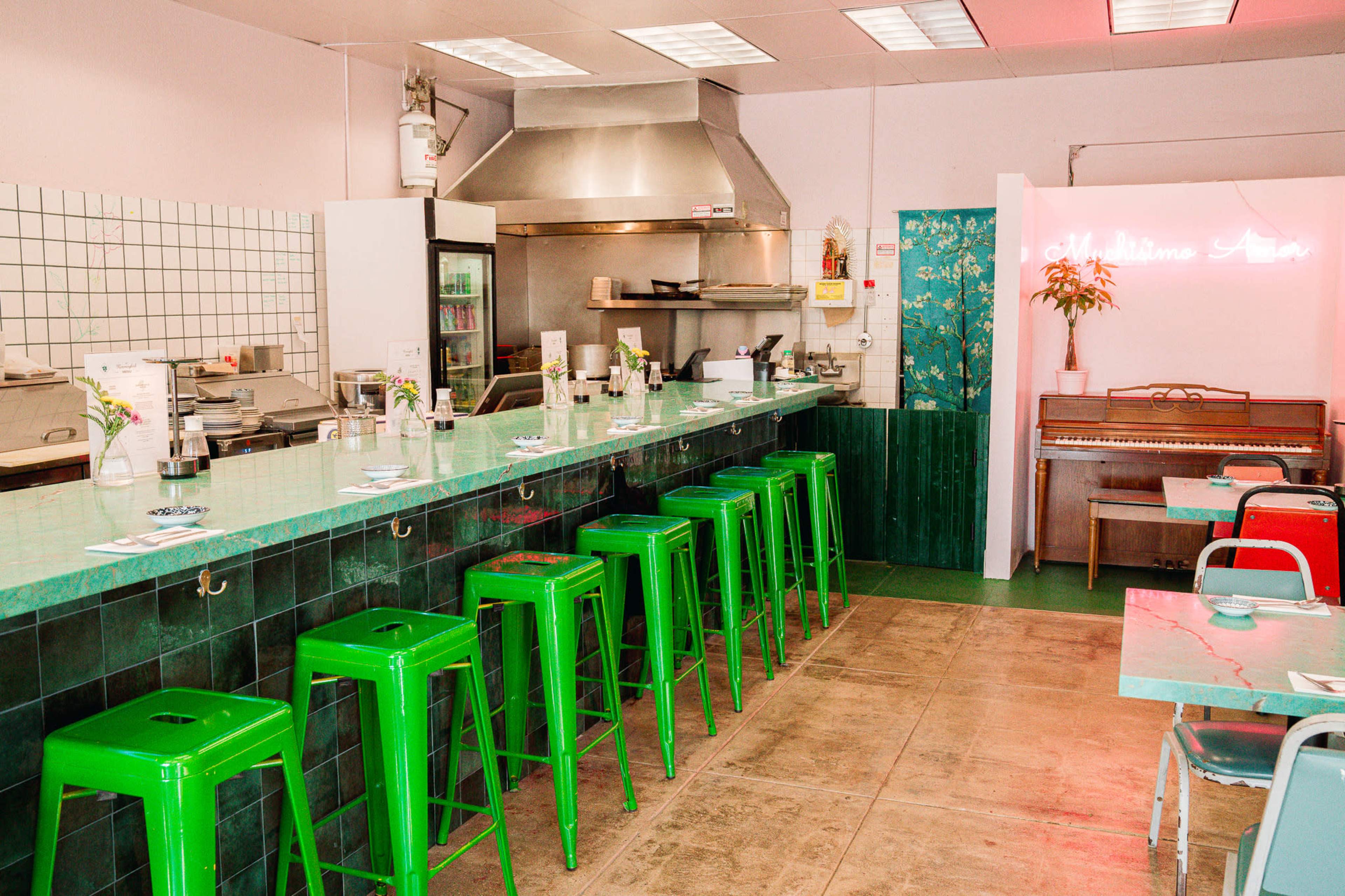 Charming Echo Park restaurant with beautiful turquoise bar Image in Echo Park, LOS ANGELES, CA