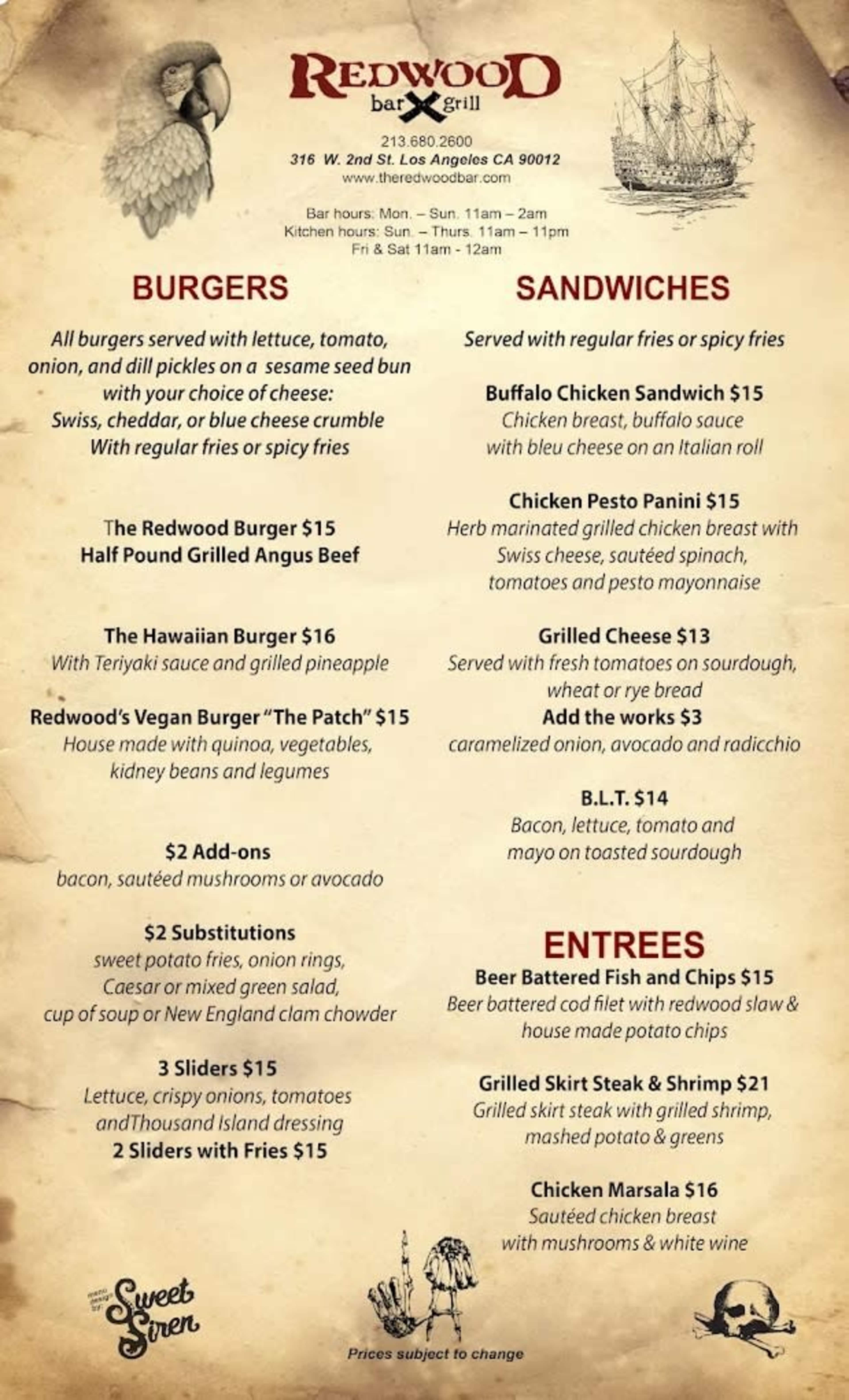 Menu offerings