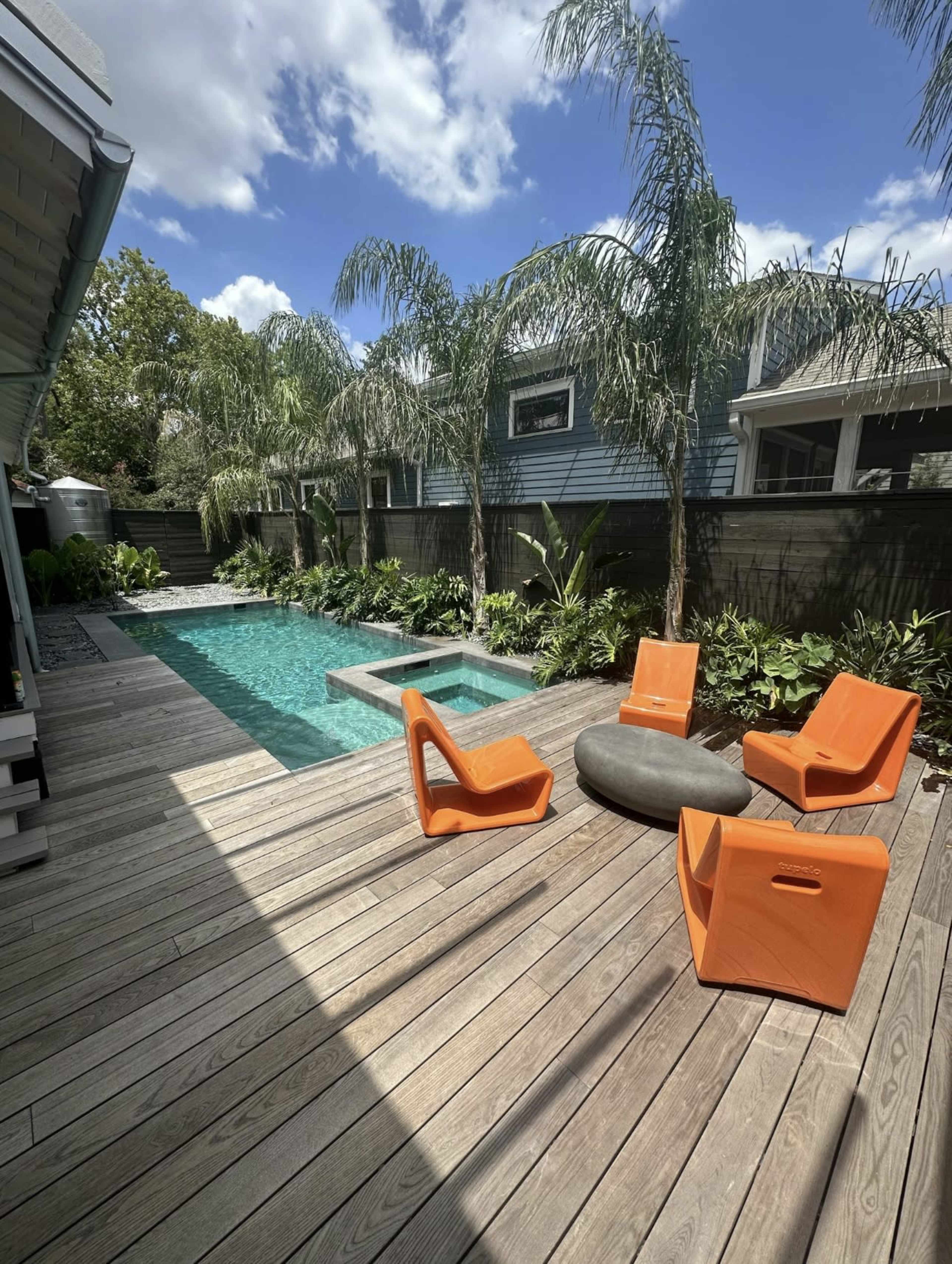 Modern Tropical Pool & Creative Lounge Oasis Image in Greater Heights, Houston, TX