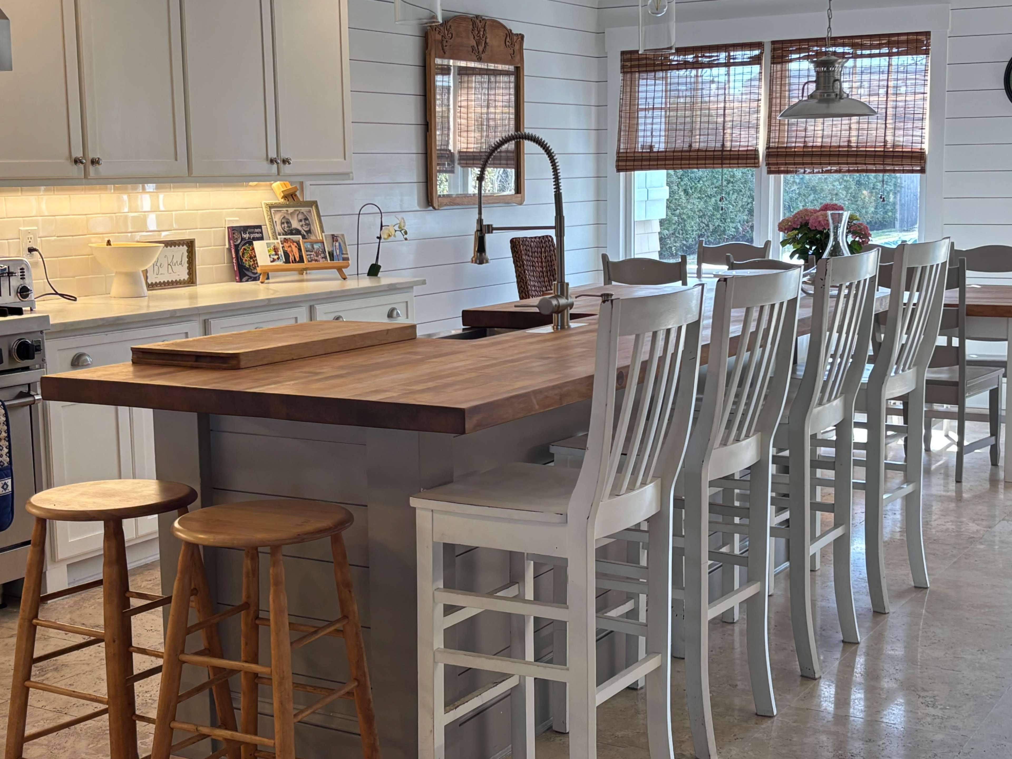 White farmhouse kitchen with marina views Image in Babylon, Babylon, NY