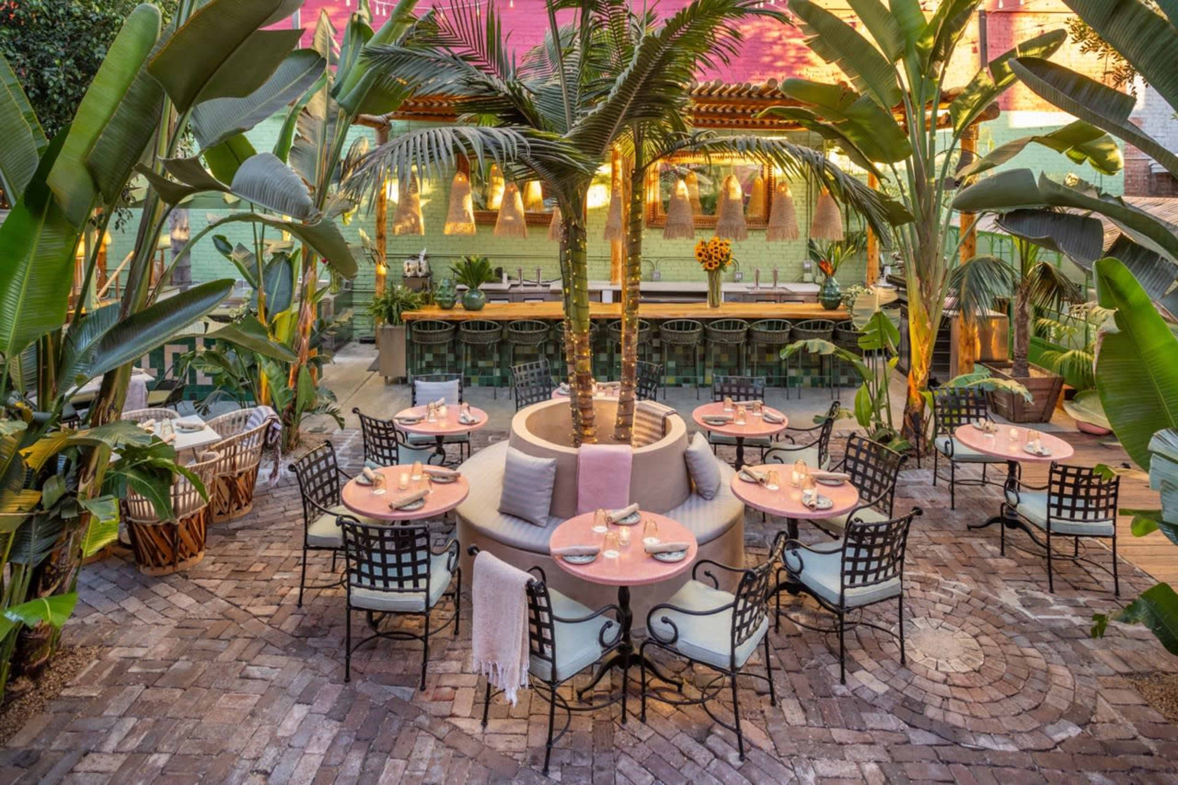 Tropical Patio space nestled between two buildings in the heart of Silverlake Image in Silver Lake, Los Angeles, AS