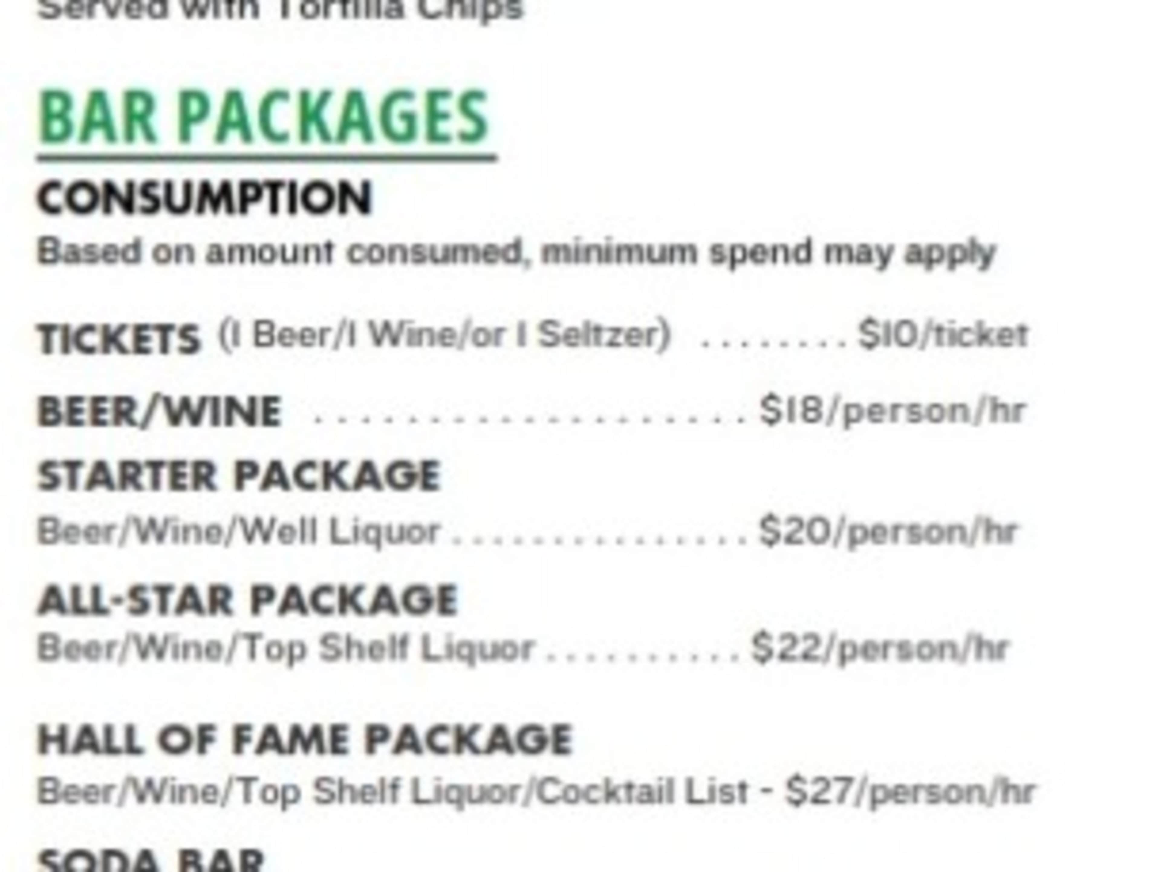 Bar Packages