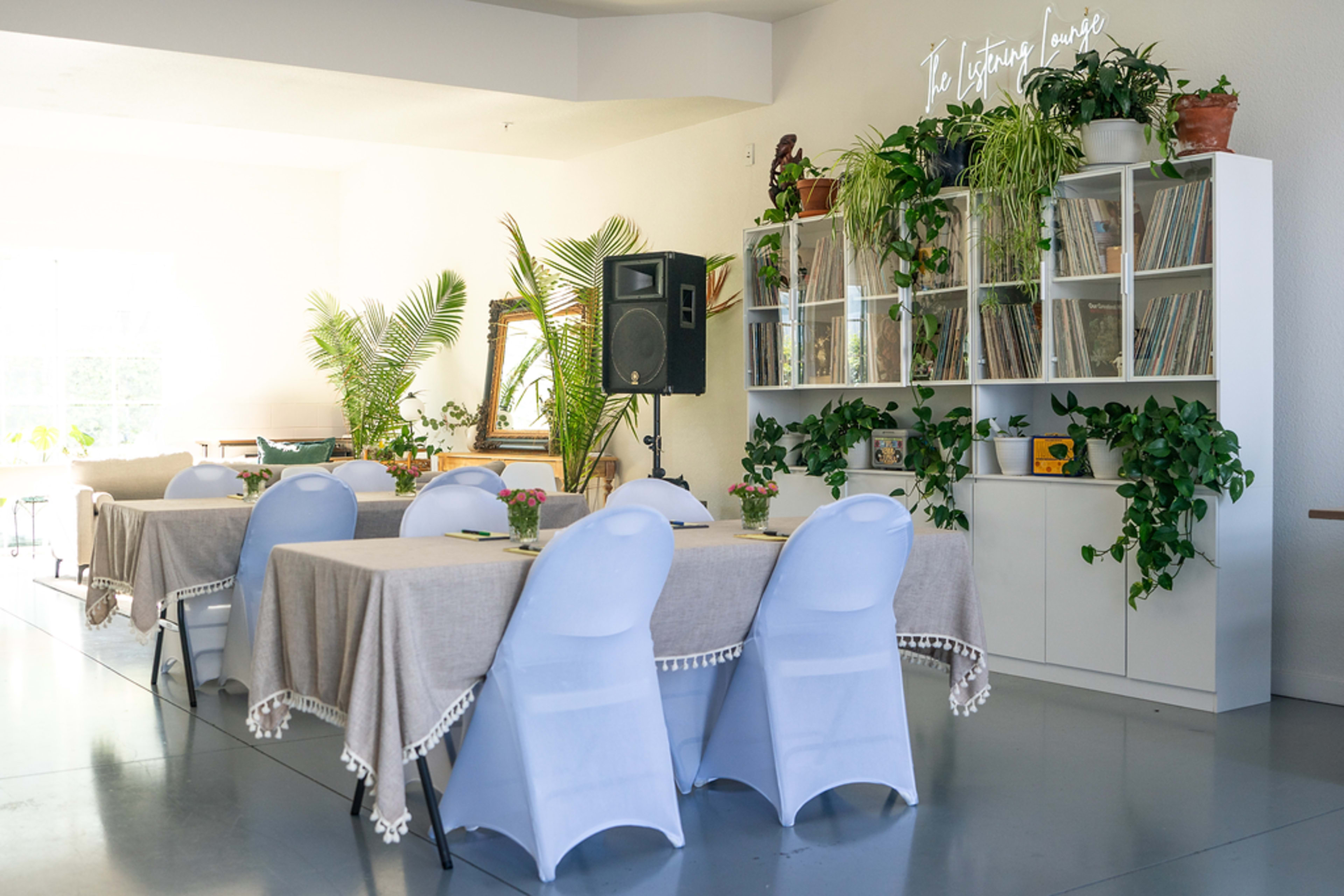 Beautifully Designed Meeting Space with Natural Light, Plants, Bar Set-up, Design-Forward Image in Richmond, Richmond, CA