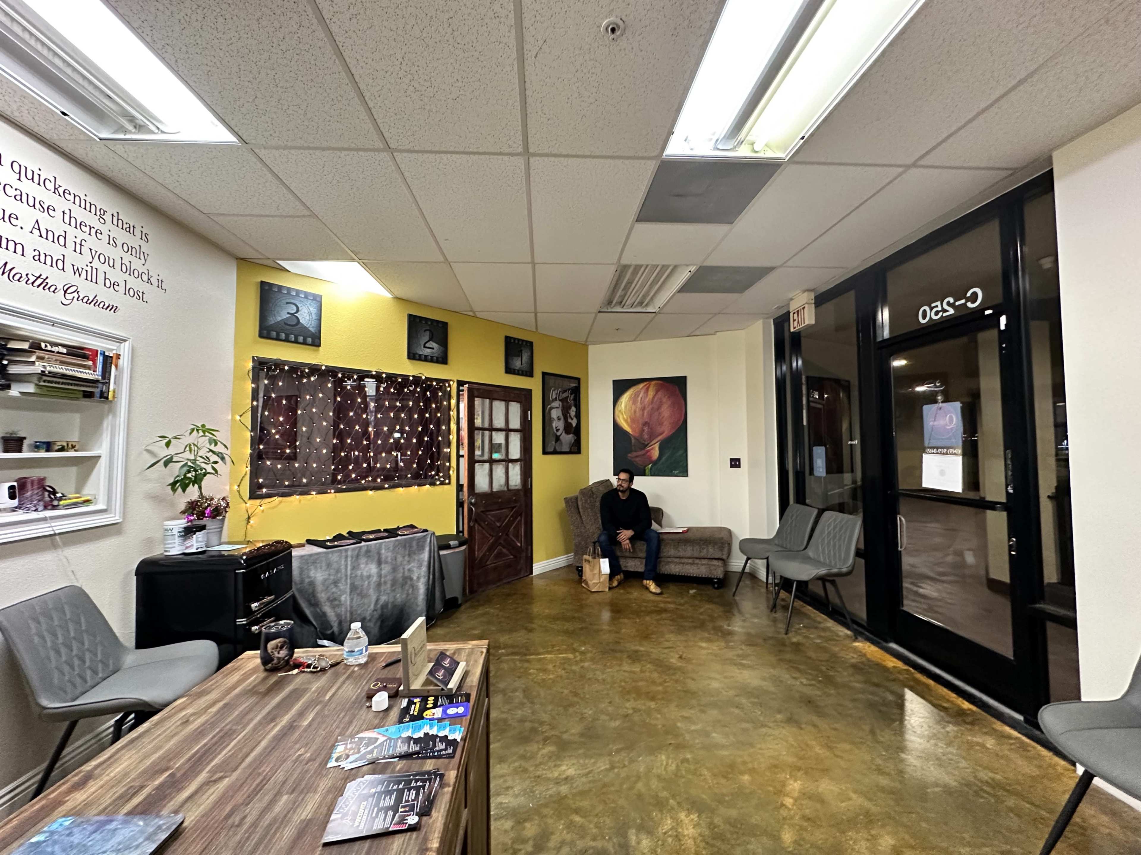 Inspirational Acting Studio with VO Booth, Risers, Projector, Lounge and Office Space in Downtown Costa Mesa Image in Costa Mesa, Costa Mesa, CA