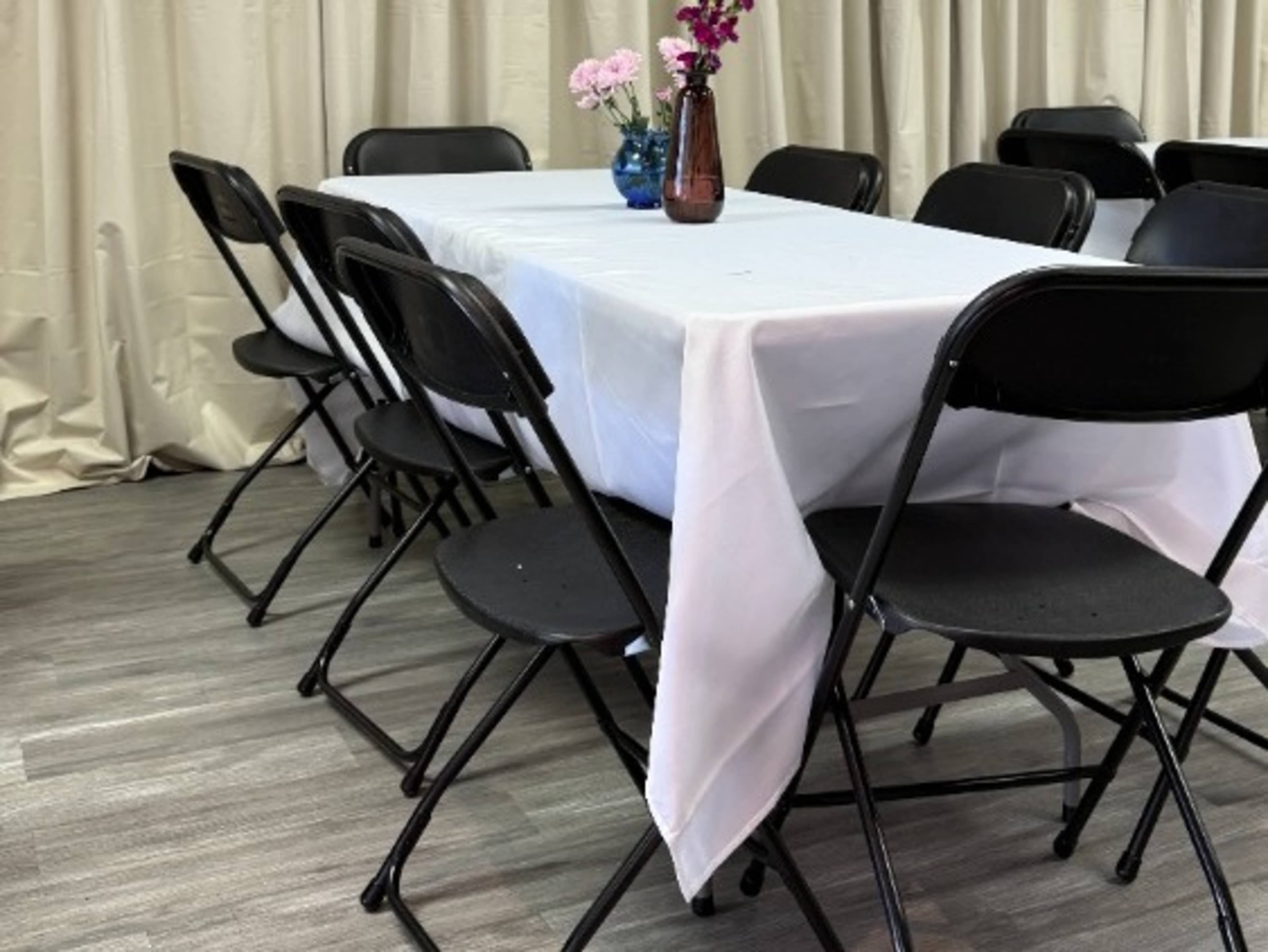 Table, Tablecloth & Chairs