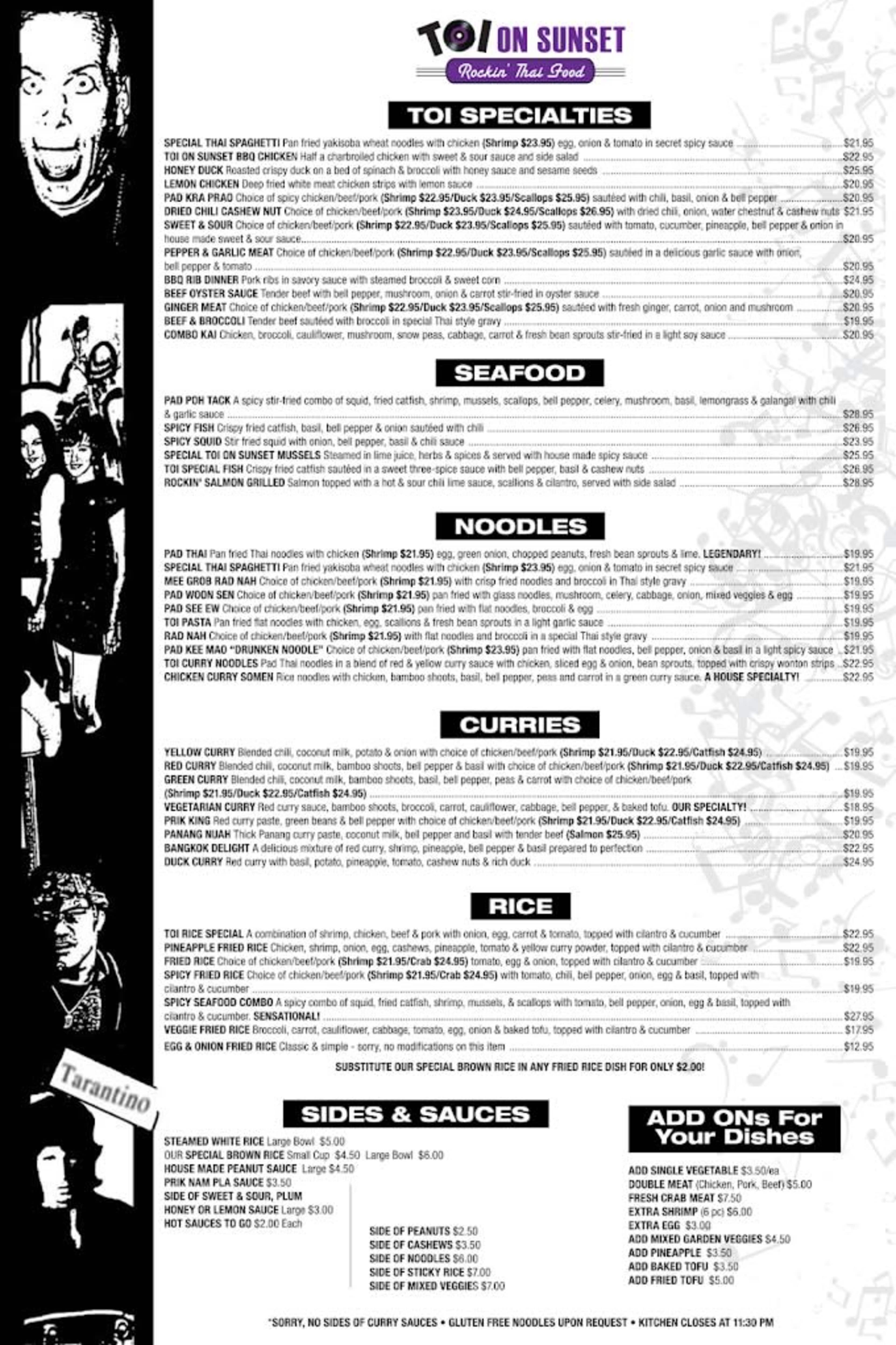 Menu offerings
