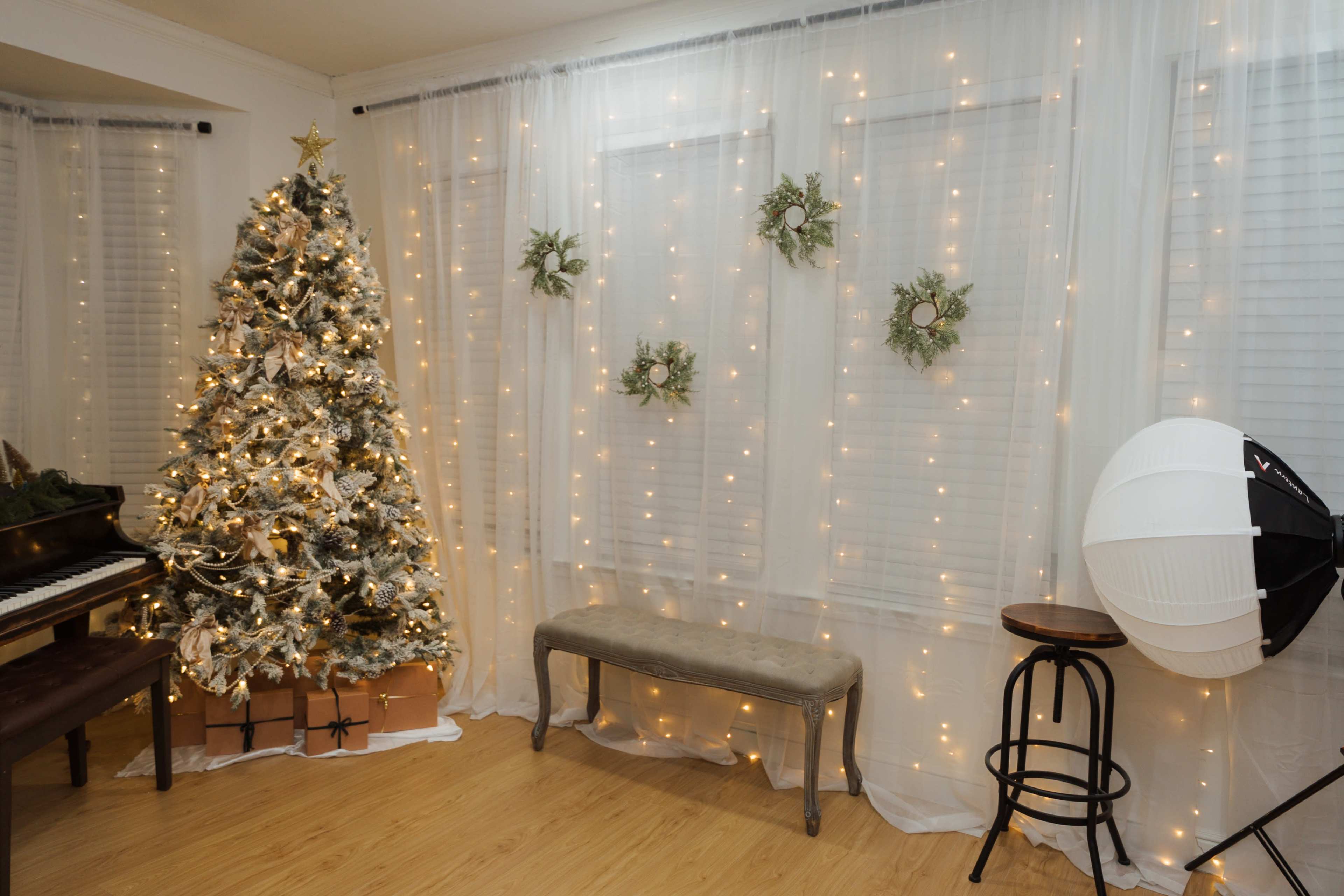 Natural Light Studio with Backdrop, Piano, and Bookshelf for Photo,Video, & Interviews Image in Peak's Suburban Addition, Dallas, TX