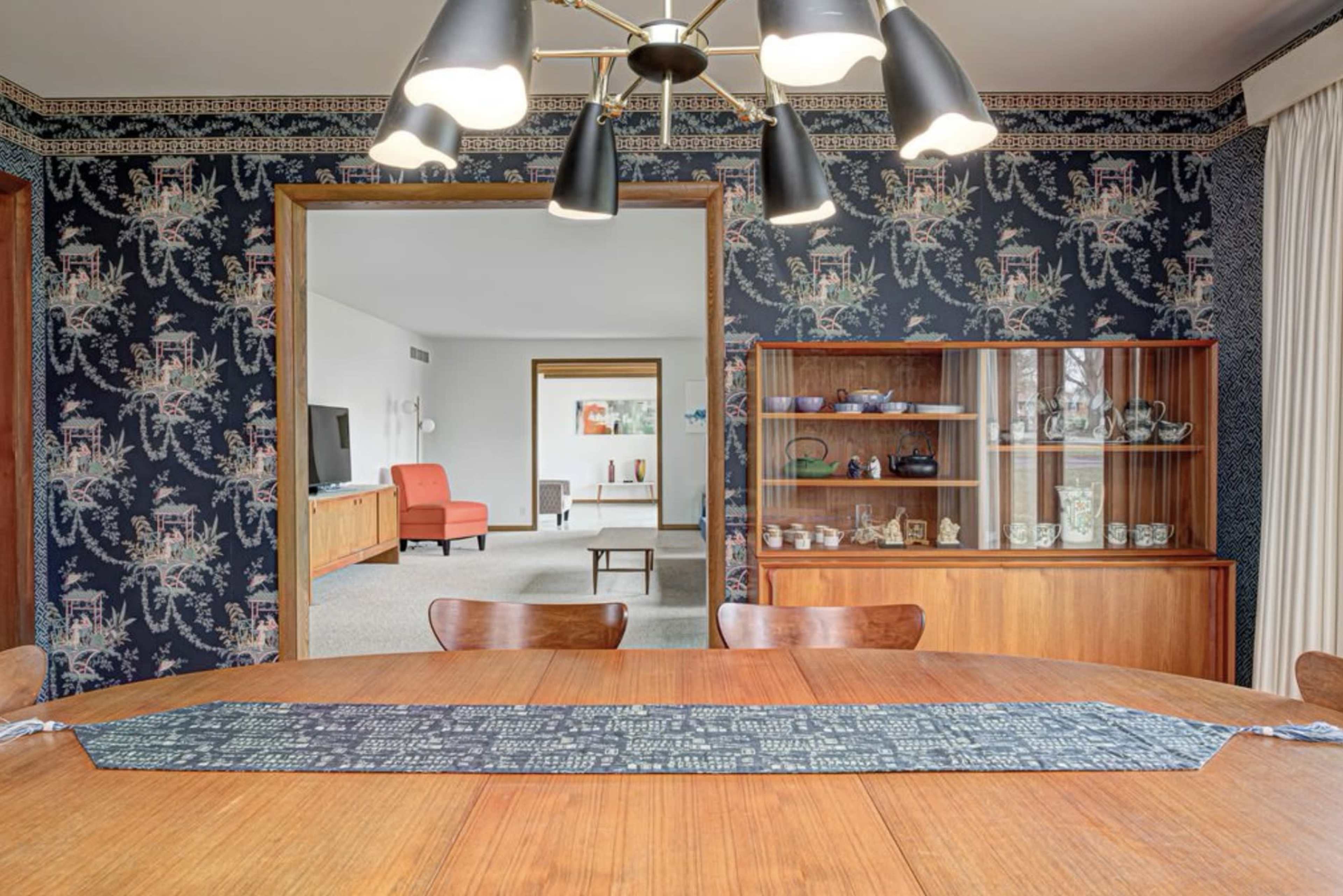 Mid-Century Modern home with original interiors and vintage furnishings. Image in Devon, Indianapolis, IN