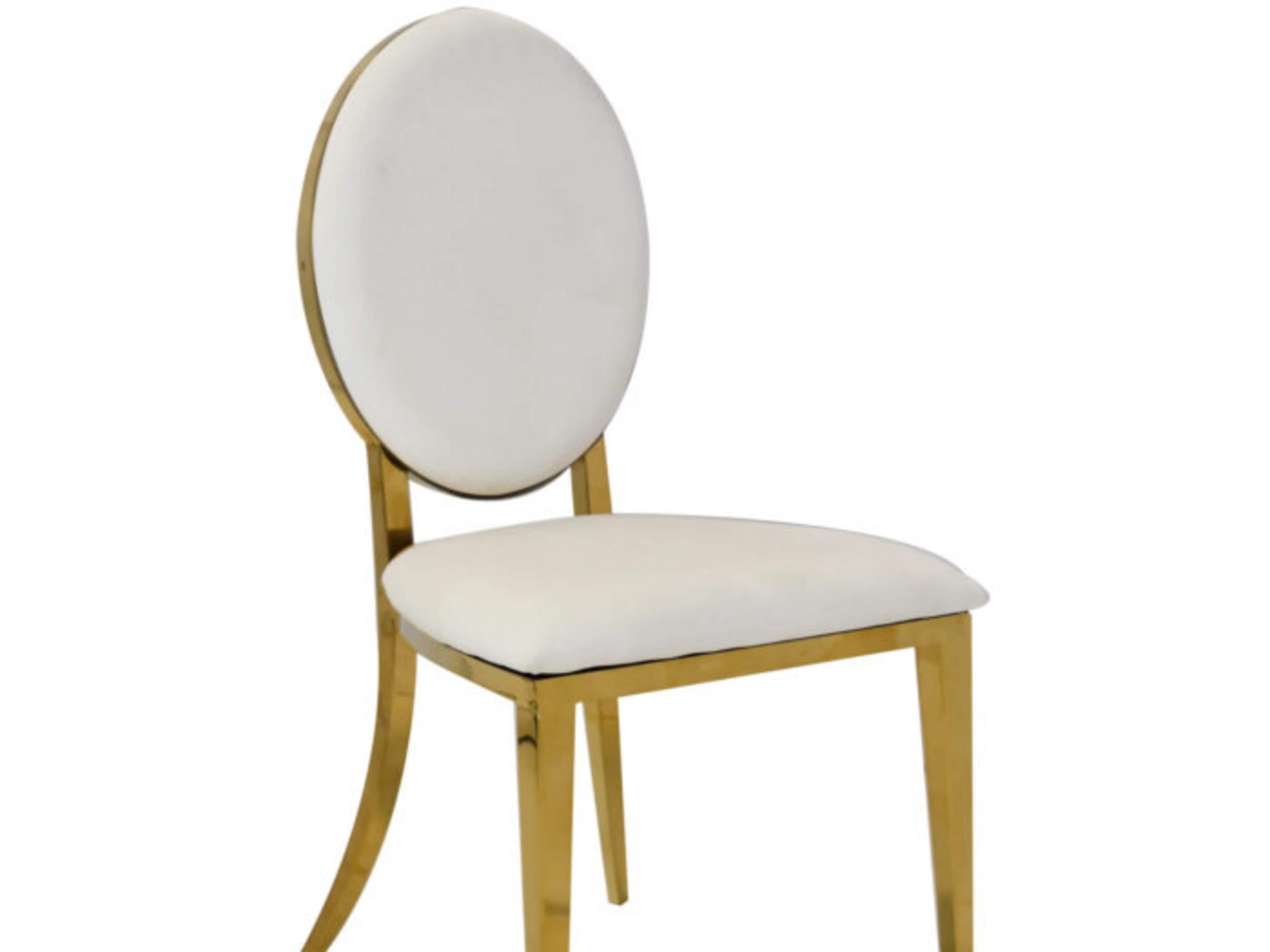 Gold_White Cushion Dining Chair
