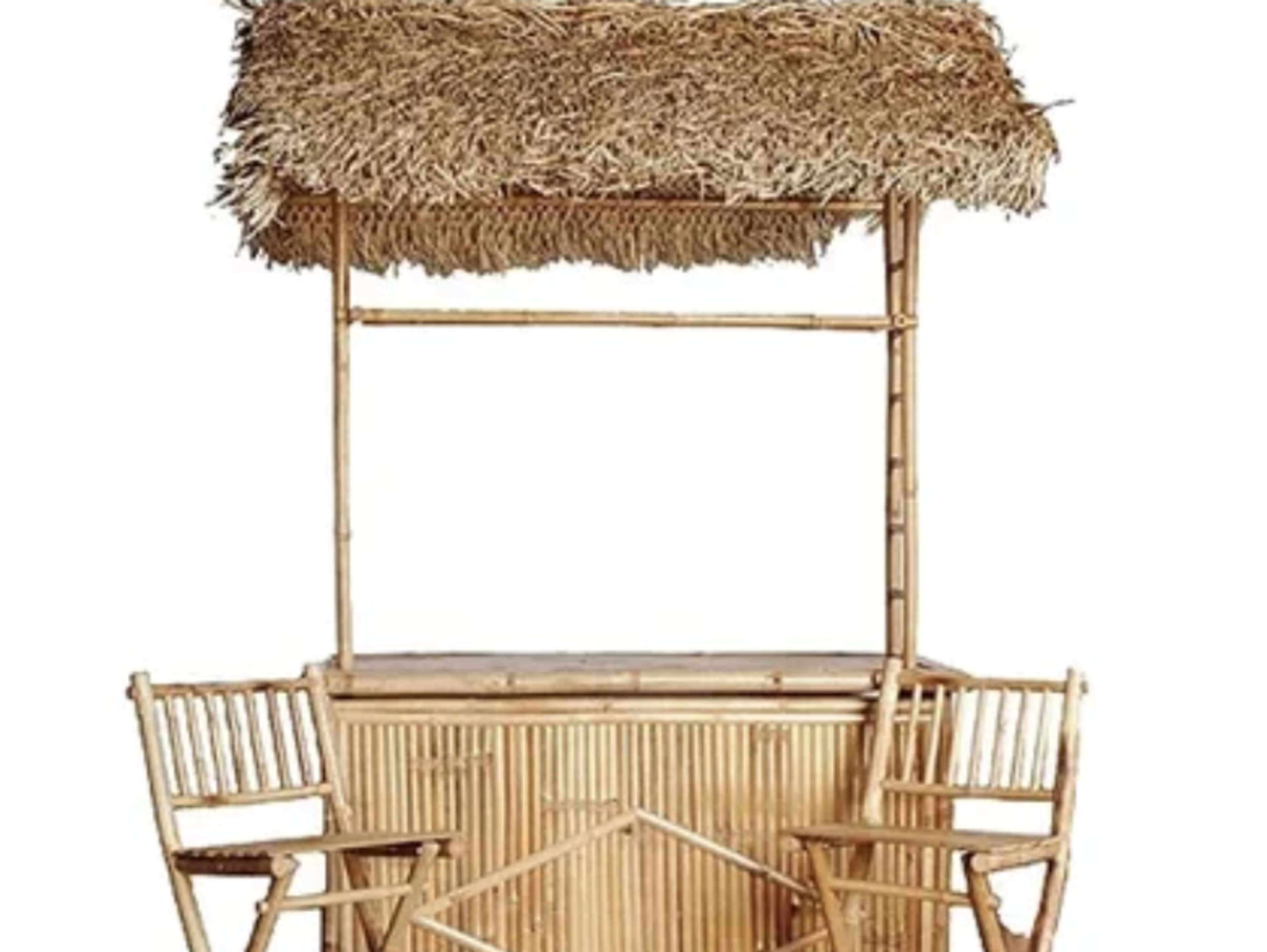 Tiki Bar with Bamboo Stools