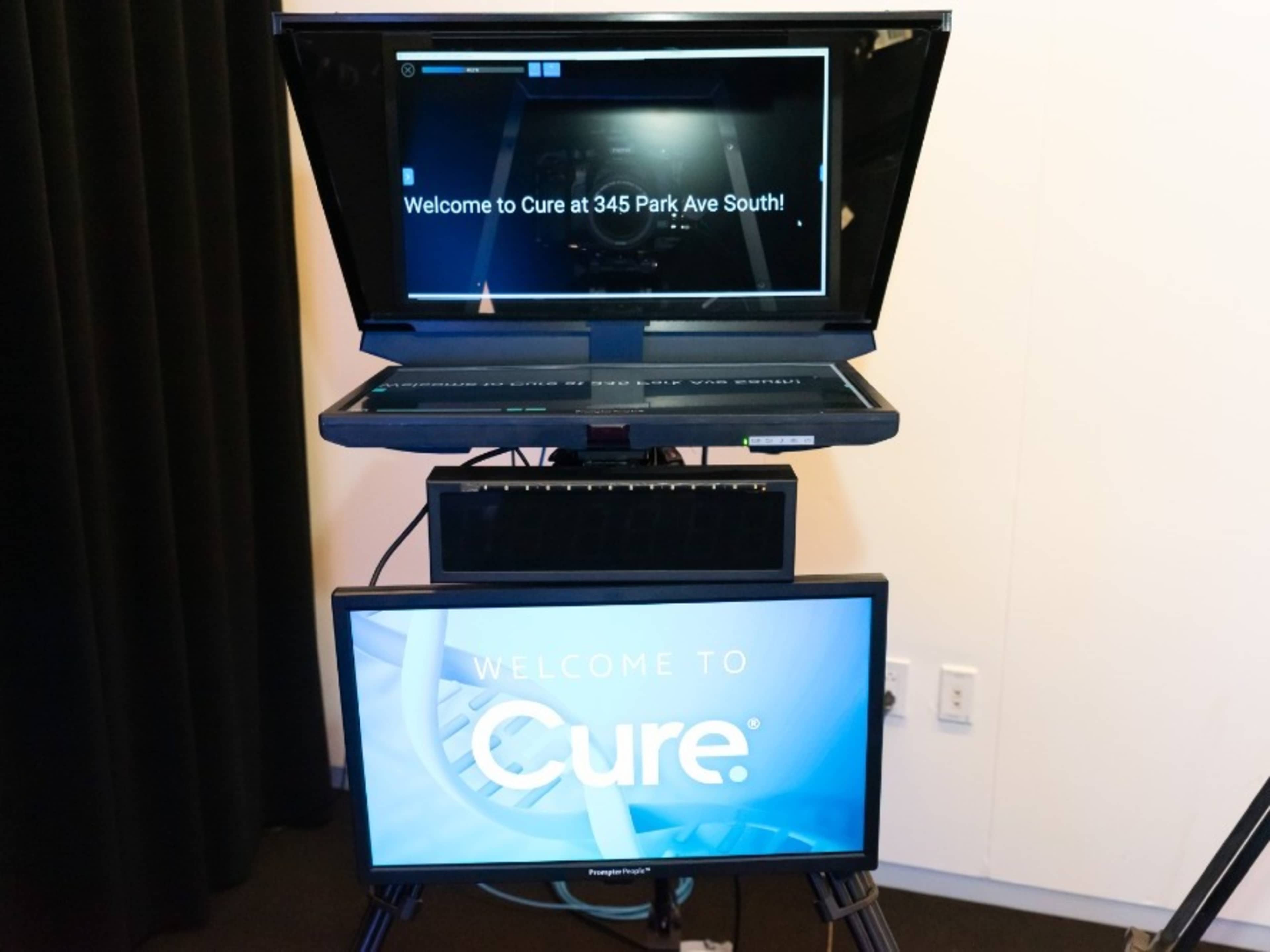 Camera with teleprompter 