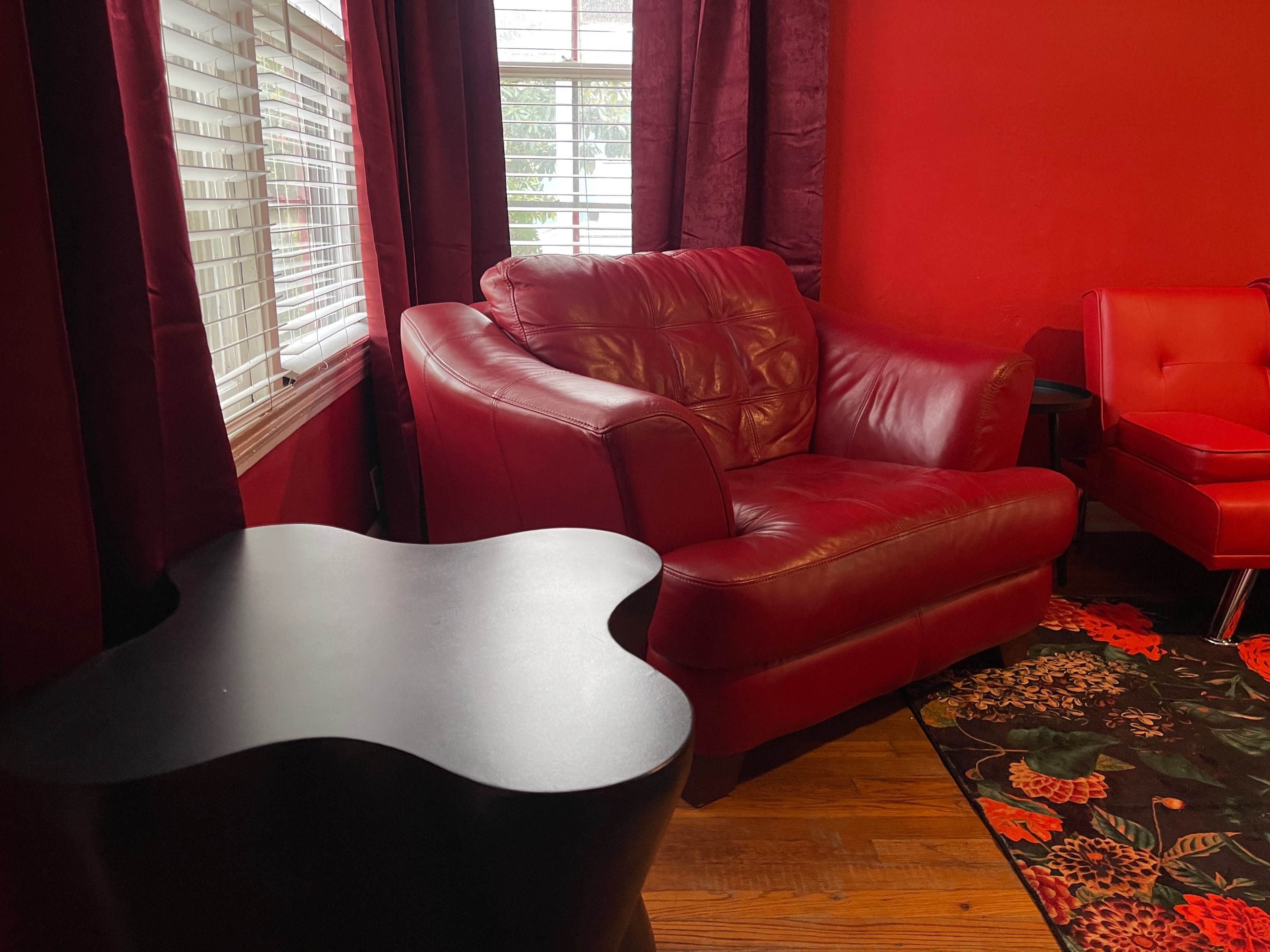 Bold Red Pop-Art Creative Space w/ Arcade Games, Piano & Neon Image in Olmos Park Terrace, San Antonio, TX