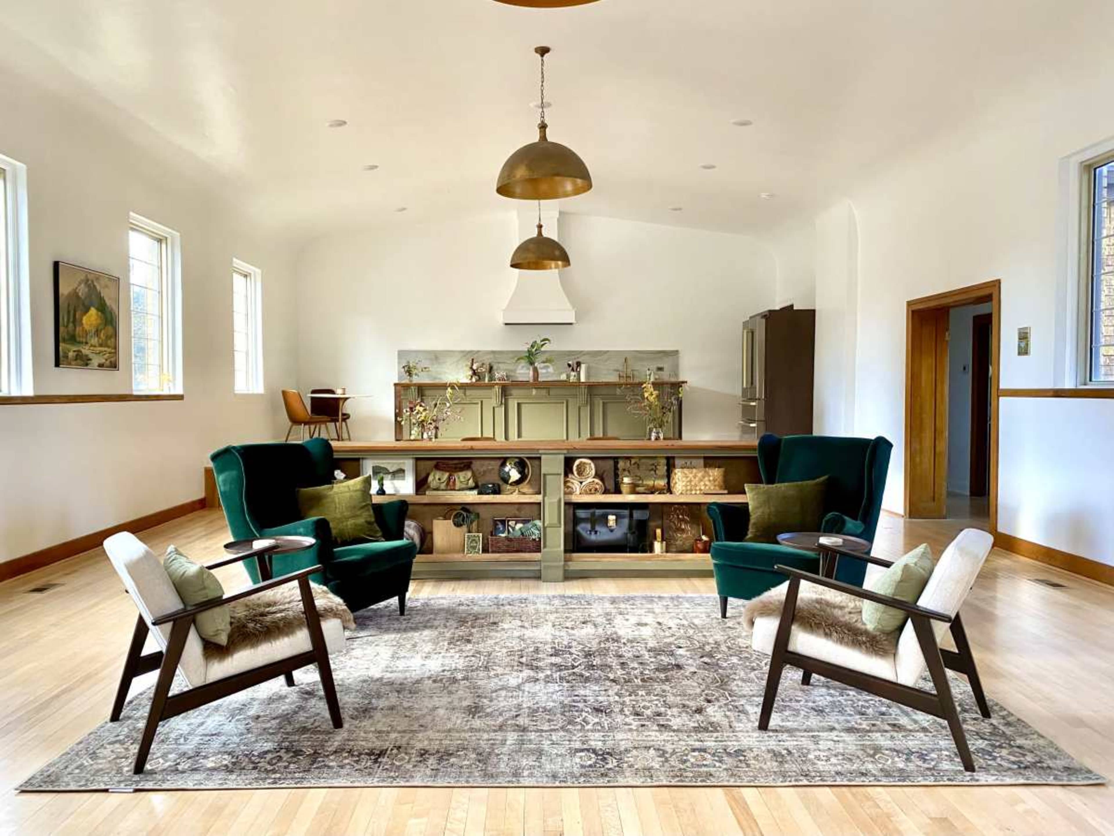 Bespoke historic event space renovated into a rentable retreat for events, meetings, workshops, photo shoots, film productions, events, holiday parties, and more! Image in , Peterson, UT