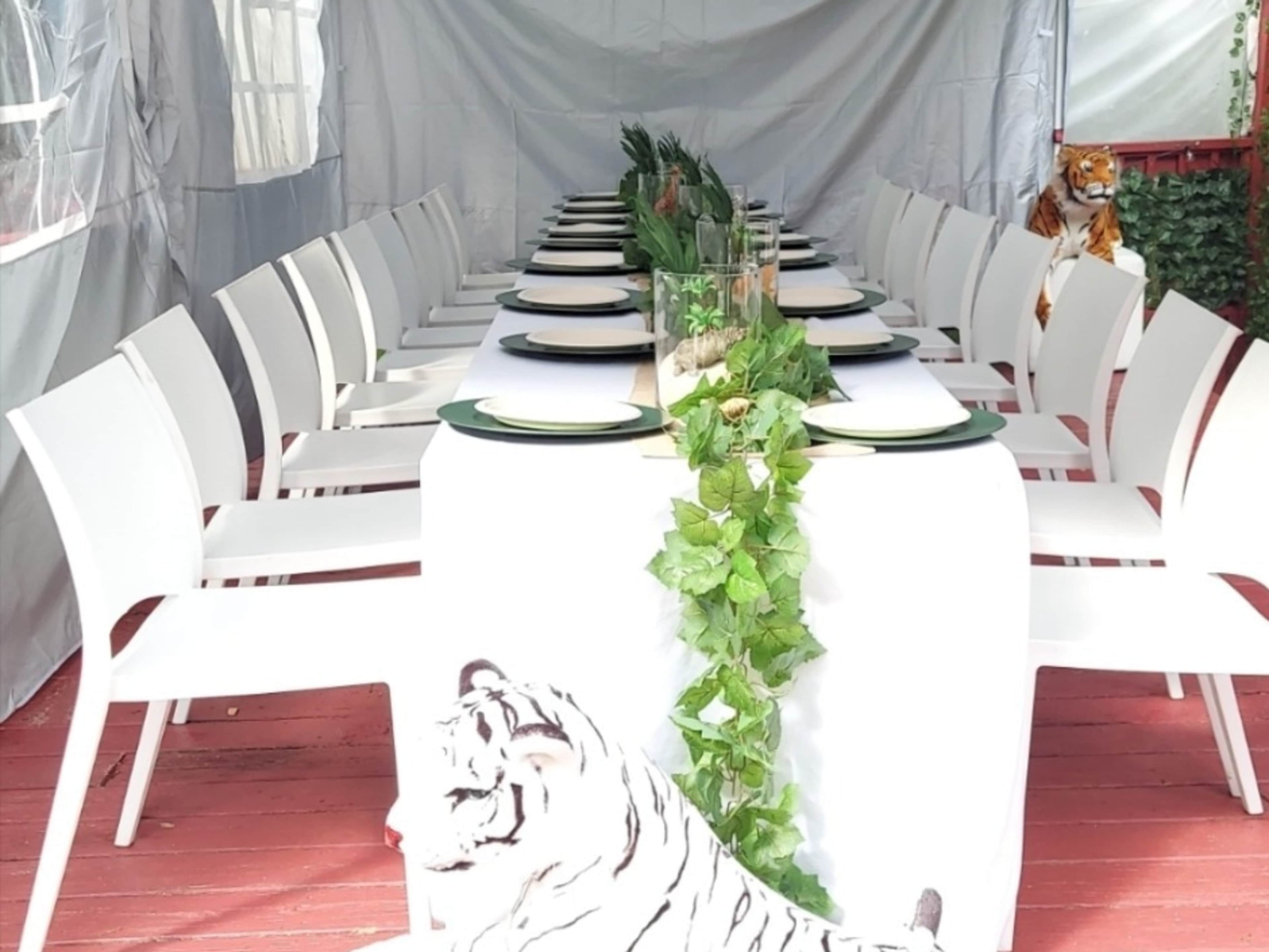 White plastic chairs 