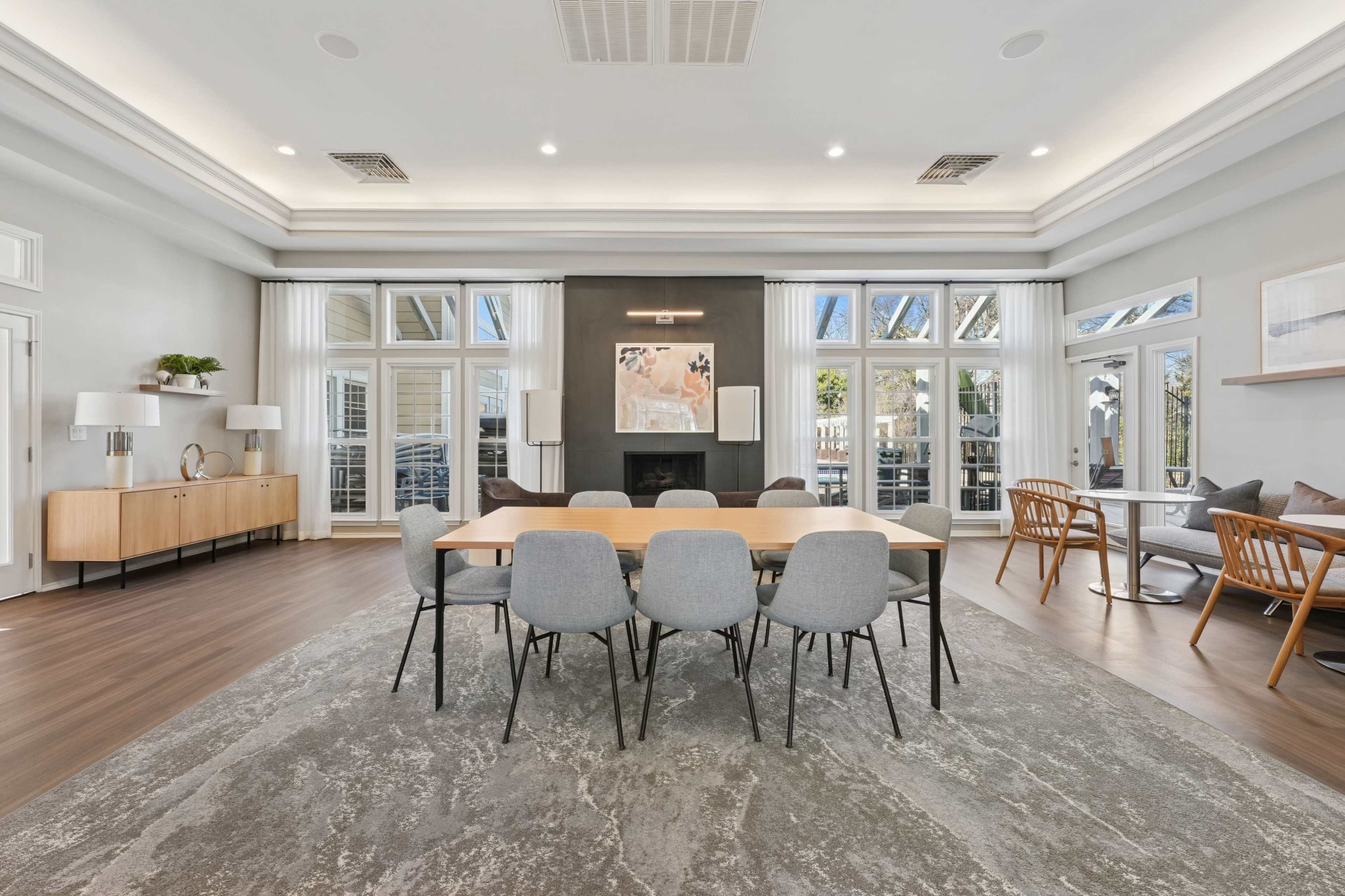 Bright, Spacious Clubroom with Fireplace & Plush Seating Image in Chantilly, Fairfax, VA